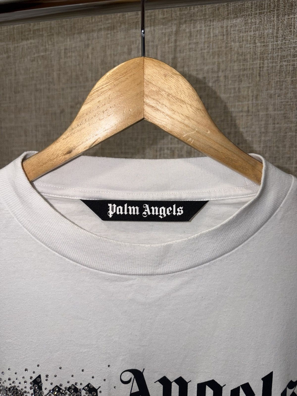 Palm Angels Palm Angeles Rhinestone Sprayed Logo White T Shirt Size US L / EU 52-54 / 3 - 5 Thumbnail