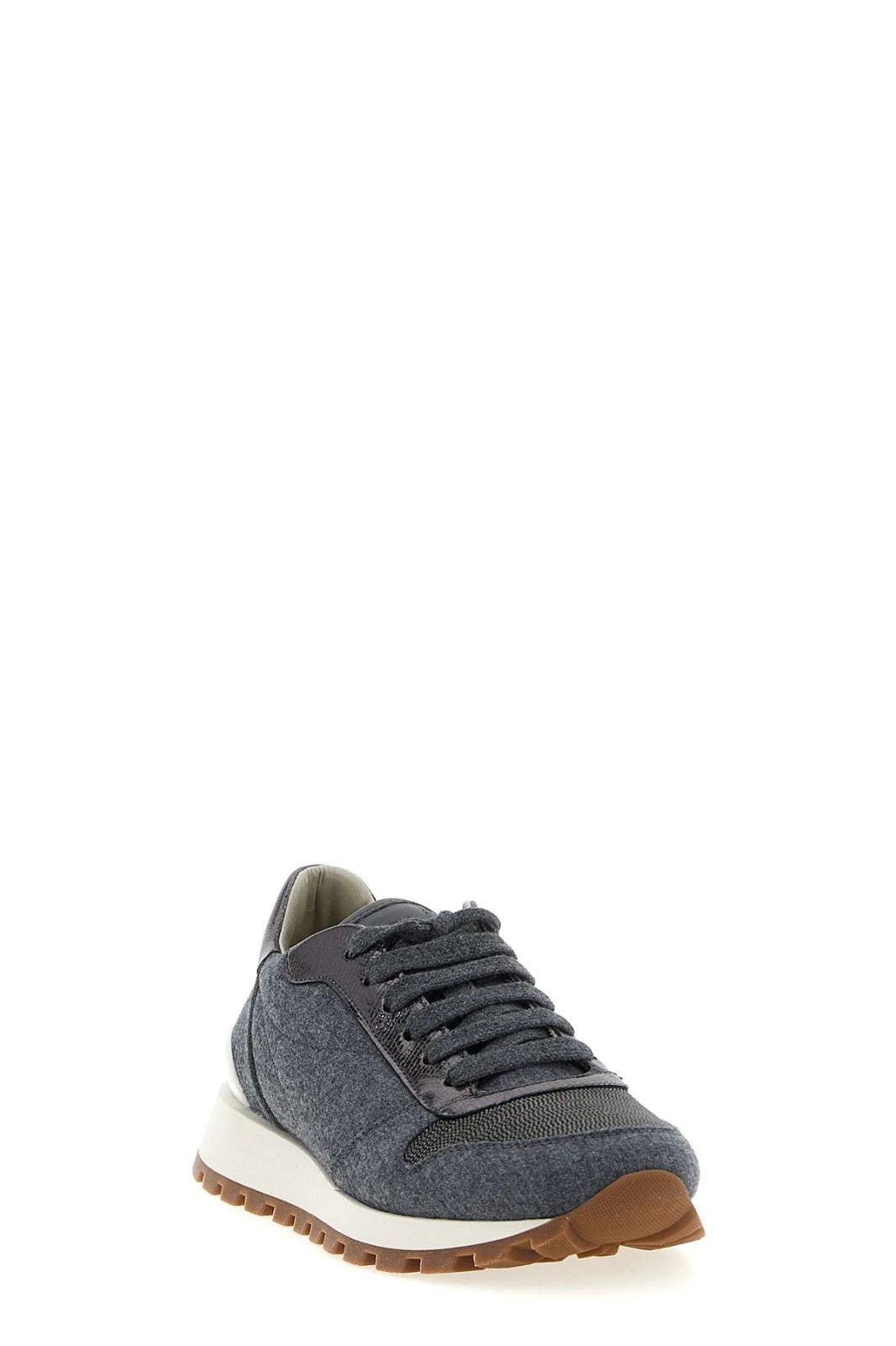 Brunello Cucinelli BRUNELLO CUCINELLI Gray Wool Sneakers NEW AUTH Size US 7.5 / IT 37.5 - 5 Thumbnail