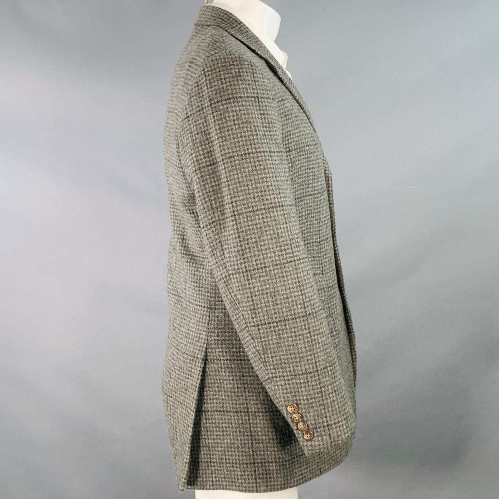 Ralph Lauren Size 38 Regular Grey Light Grey Plaid Cashmere Sport Coat Size 38R - 3 Thumbnail