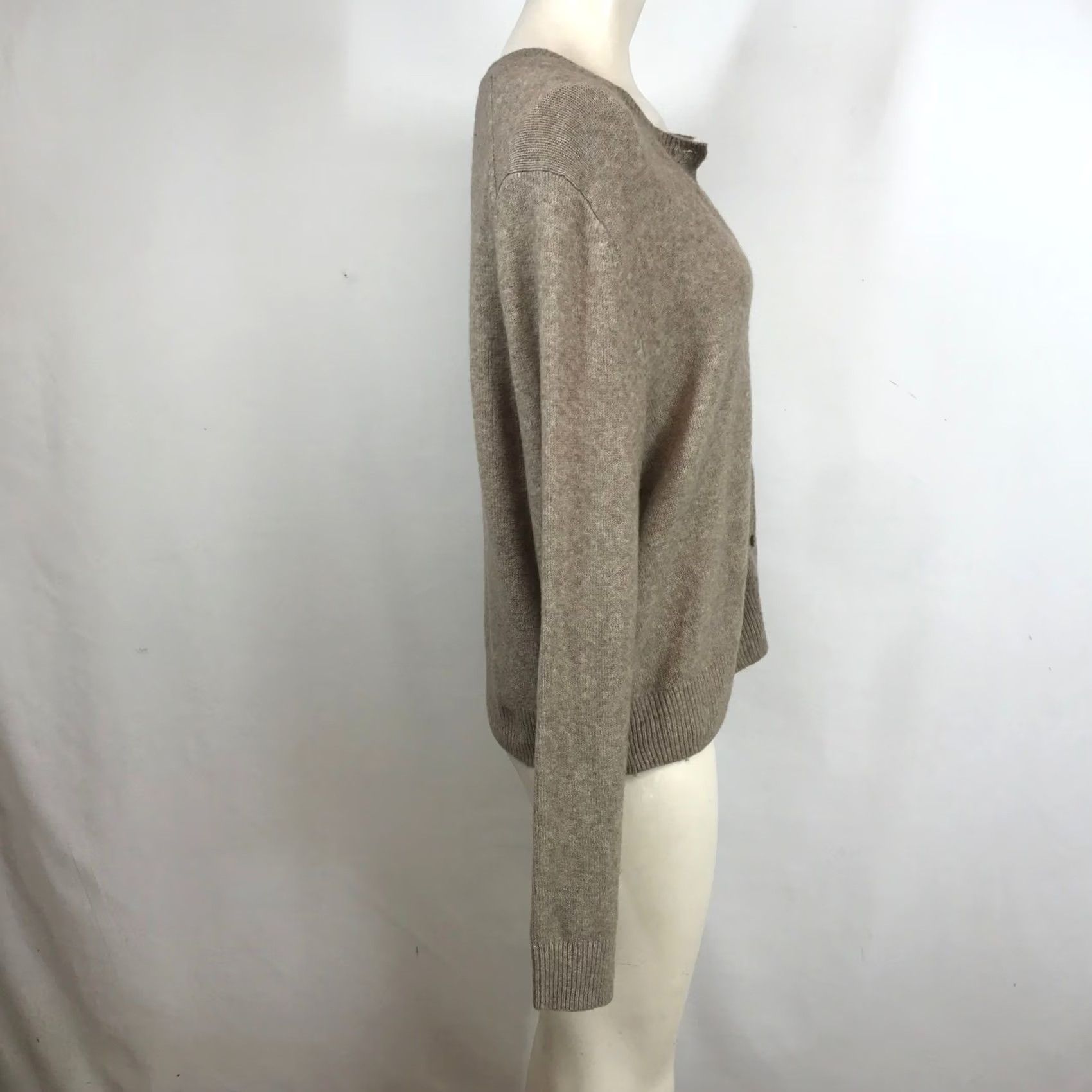 Abercrombie & Fitch Abercrombie & Fitch Womens XL Cardigan Merino Wool Blend Taupe Button Crew Neck Long Sleeve Size XL / US 12-14 / IT 48-50 - 4 Thumbnail