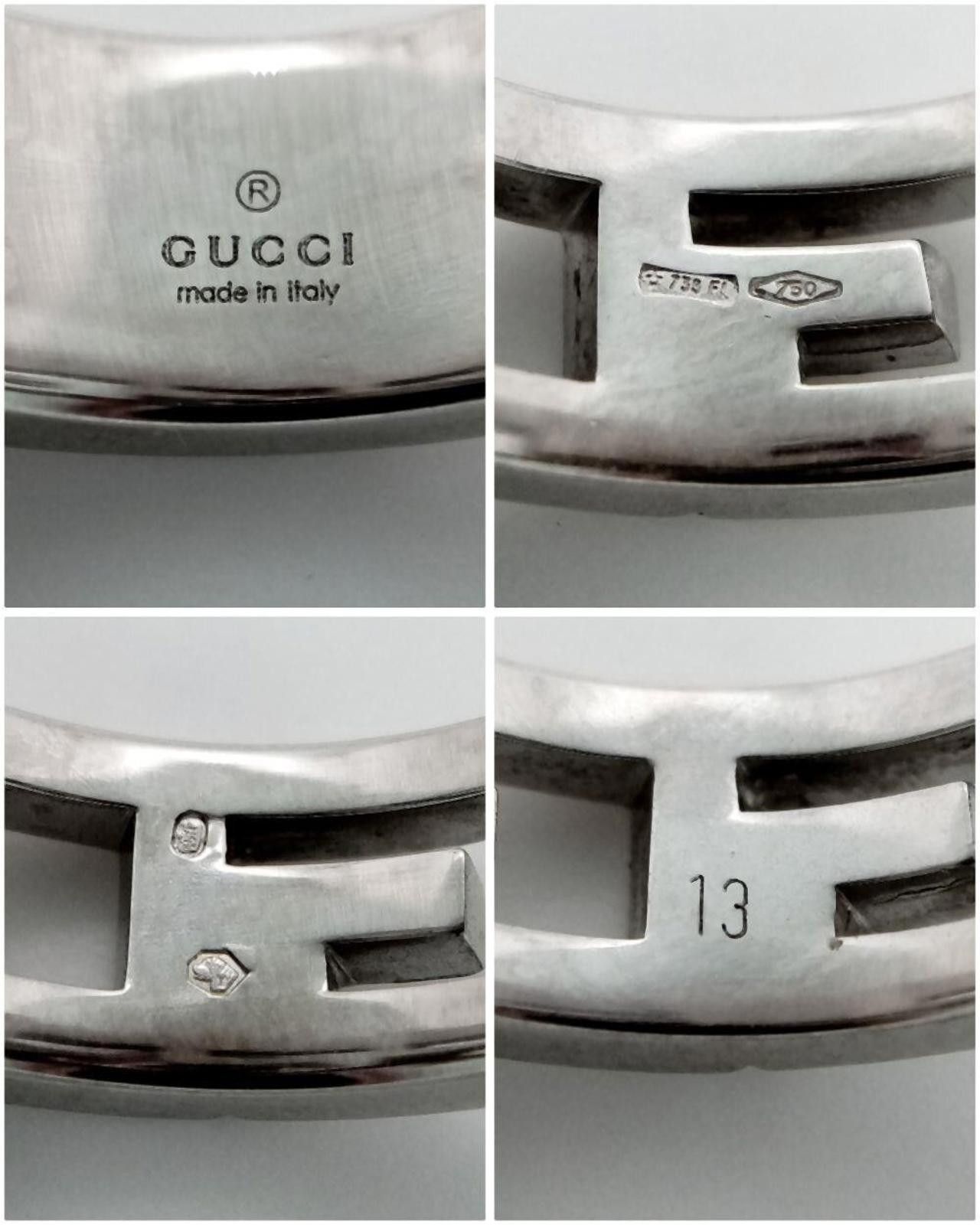 Gucci Gucci 18ct White Gold G Logo Diamond Band Ring Size M Size ONE SIZE - 9 Thumbnail