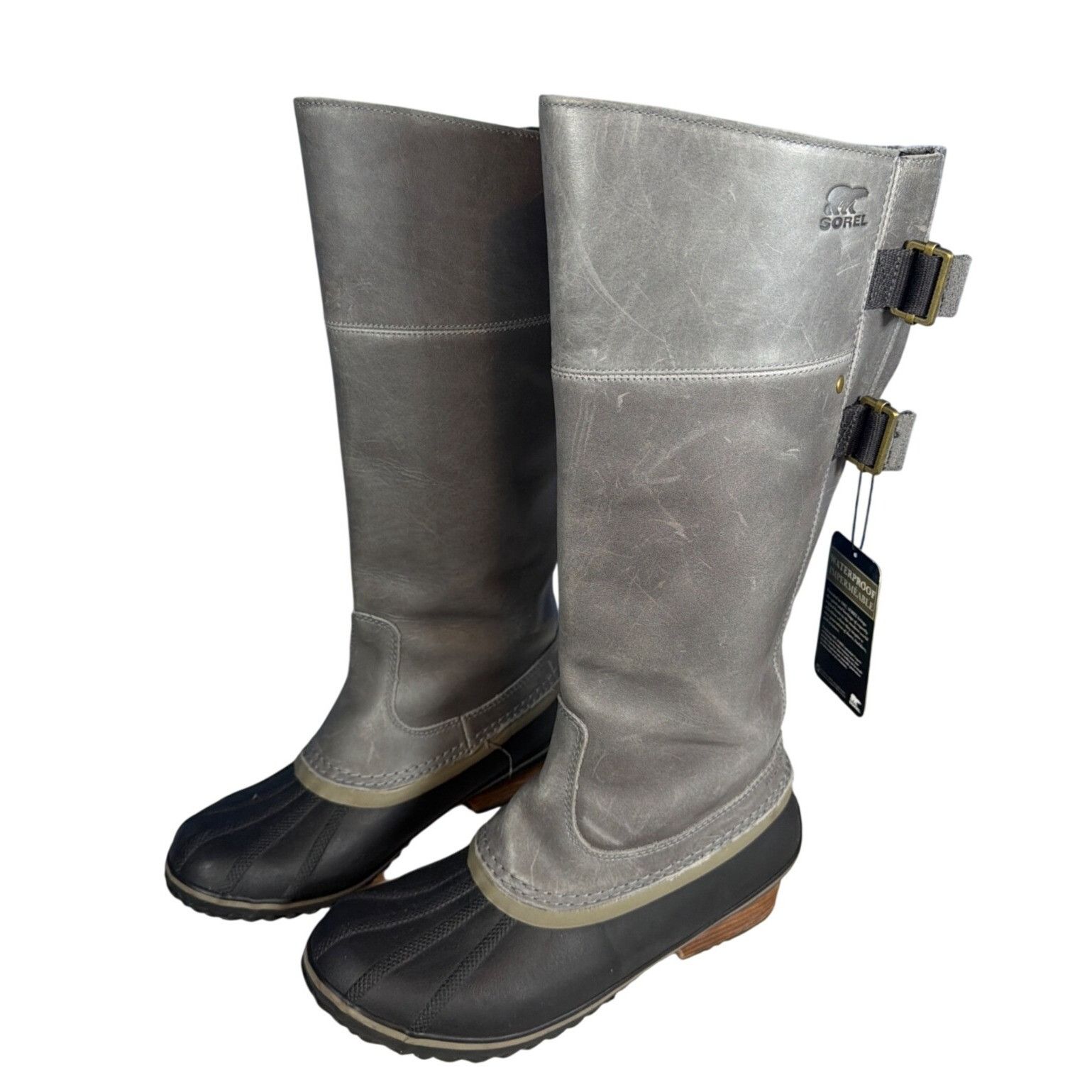 SOREL New Sorel Slimpack Riding Tall II Gray Leather Snow Boot Siz Size US 10 / IT 40 - 3 Thumbnail