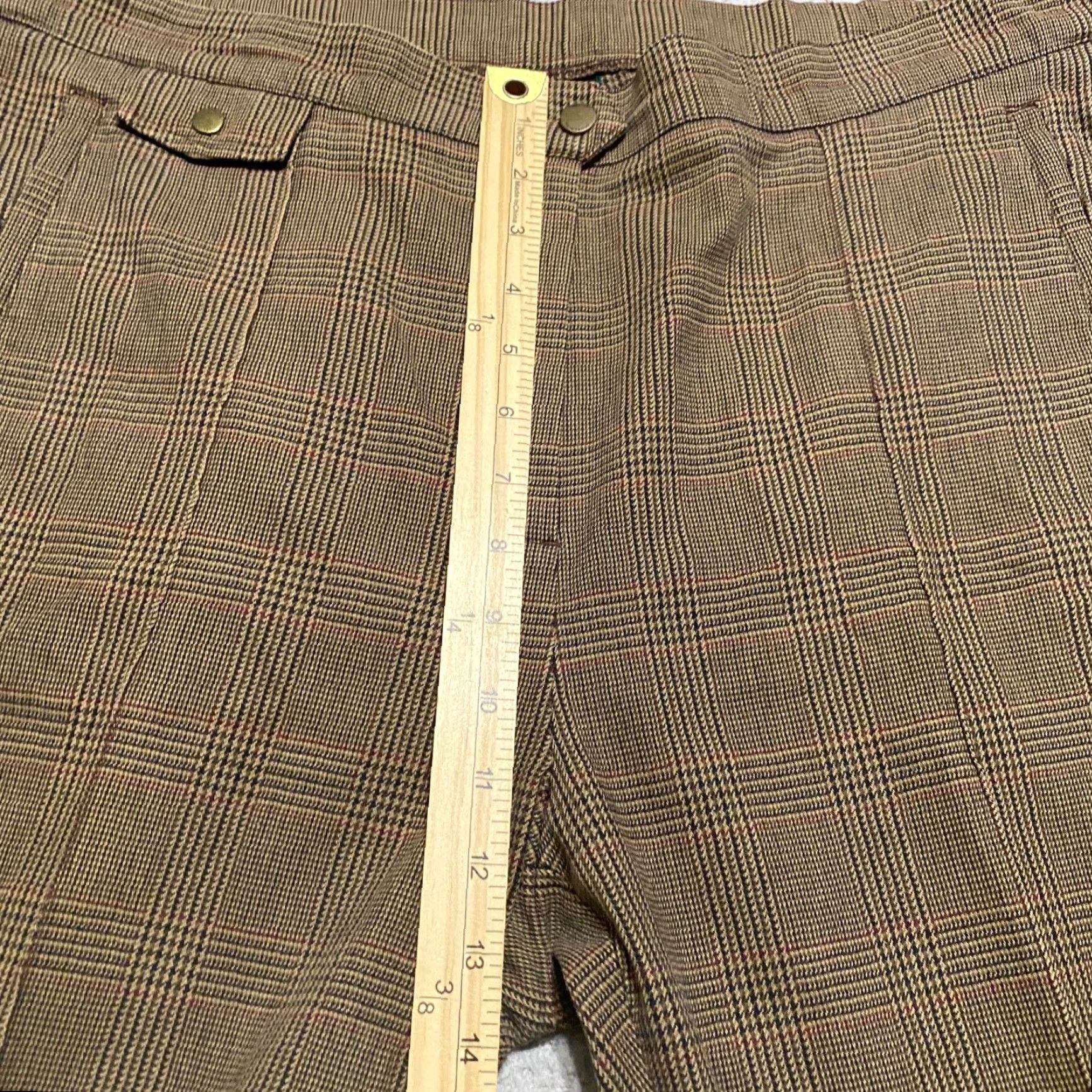 Ralph Lauren Lauren Ralph Lauren Womens Dress Pants 14W Plus Brown Plaid High Rise Straight Pants Women Size 36" / US 14 / IT 50 - 6 Thumbnail