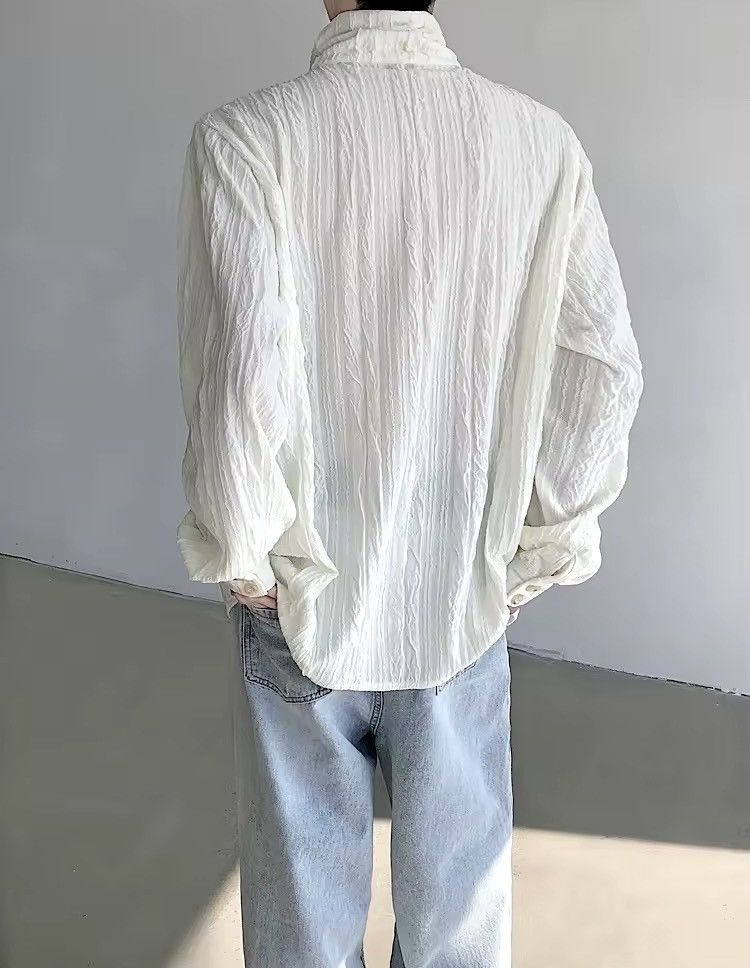 Japanese Brand × Vintage Retro vintage high neck crinkle button up shirt Size US M / EU 48-50 / 2 - 6 Thumbnail