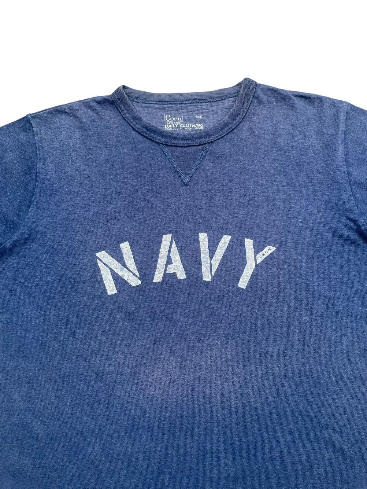 Japanese Brand Coen Navy Faded Wash Crewneck Size US M / EU 48-50 / 2 - 3 Thumbnail