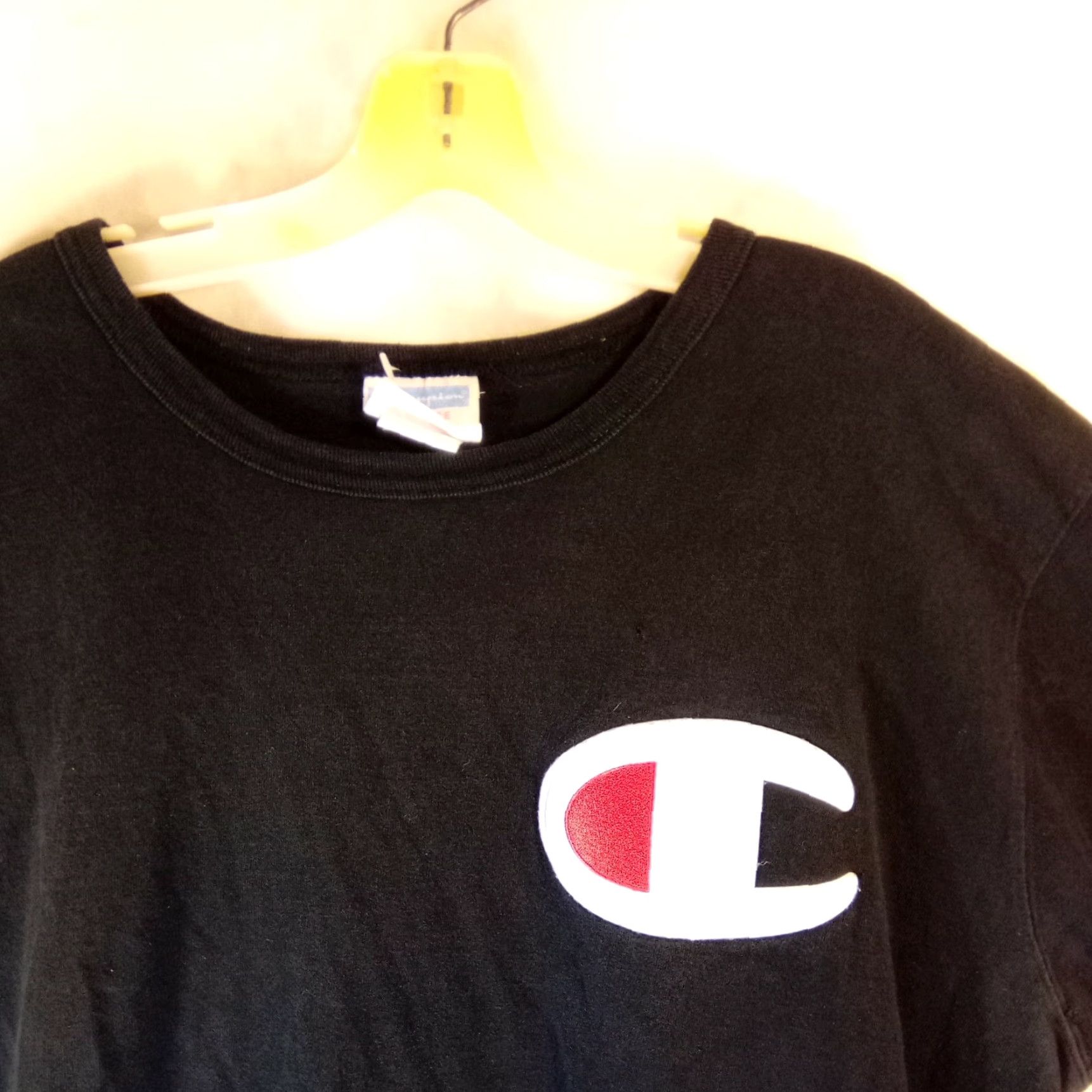 Champion VINTAGE Champion T-Shirt 3XL Men Black Big C Logo Short Sleeve Embroidered Logo 90s Athletic Q9 Size US XXL / EU 58 / 5 - 2 Thumbnail