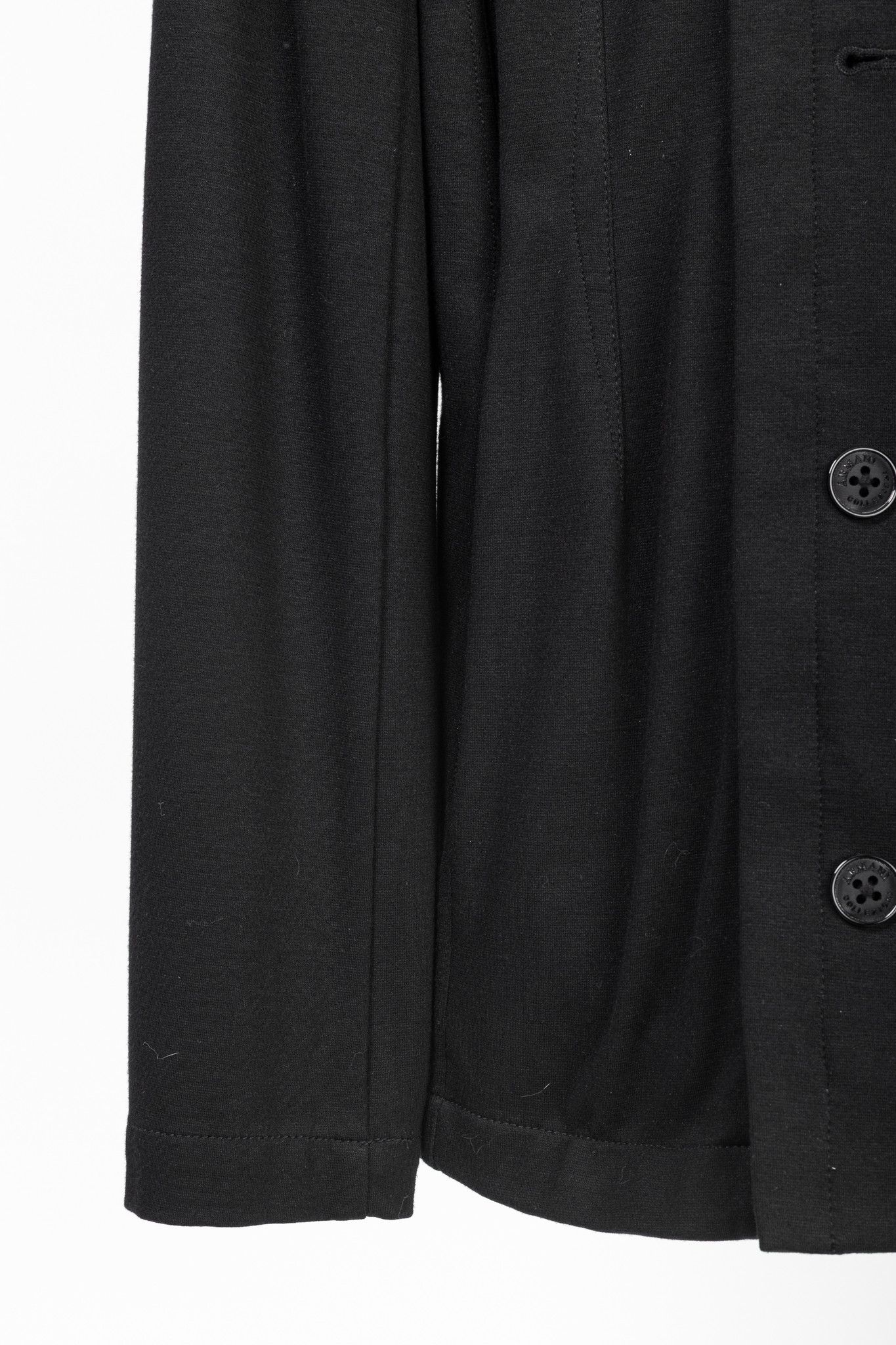 Armani Collezioni Armani Collezioni Black Jersey Buttoned Stand-Collar Jacket Size US M / EU 48-50 / 2 - 7 Thumbnail