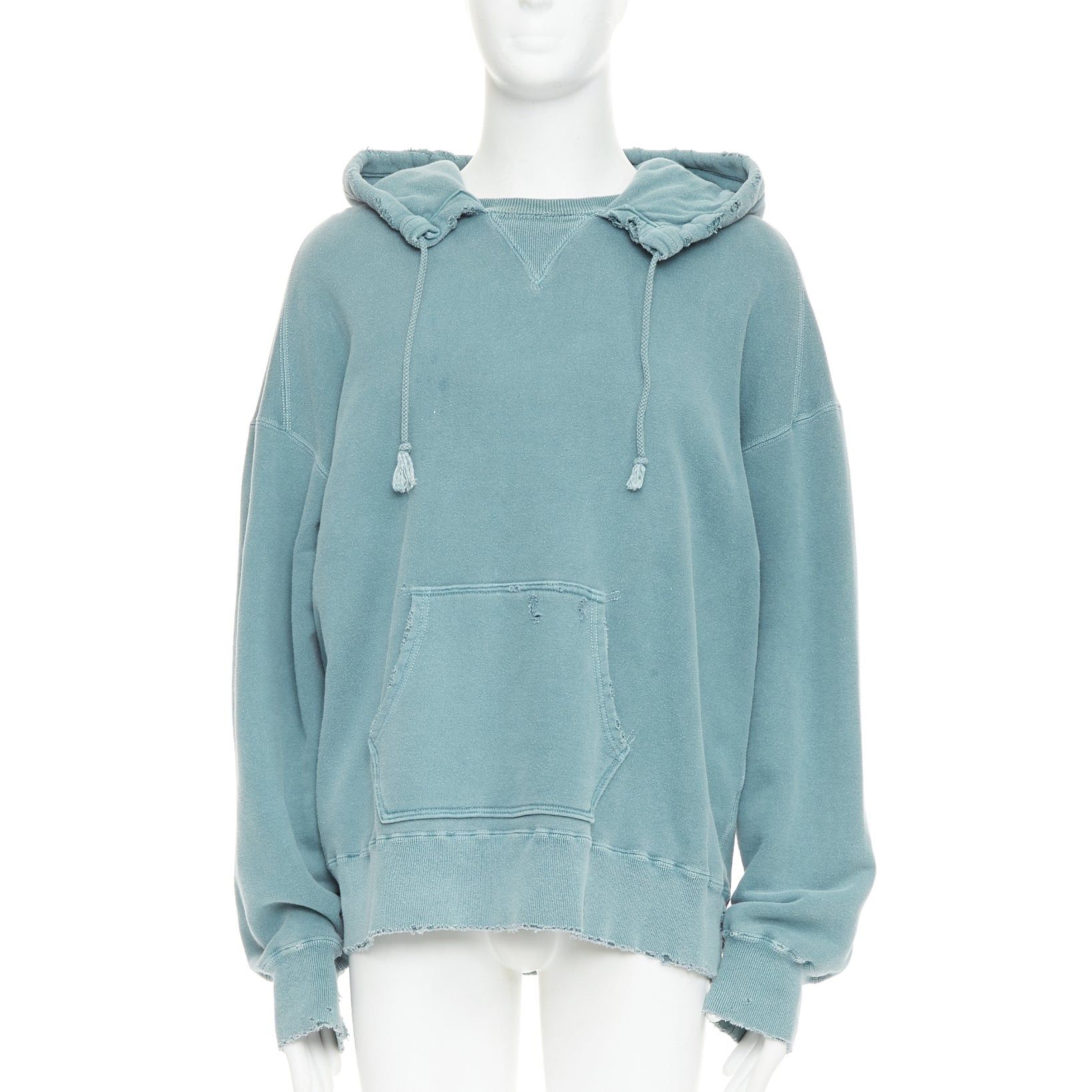 Other ANCELLM teal blue washed cotton drawstring distressed oversized hoodie JP1 S Size US S / EU 44-46 / 1 - 1 Thumbnail