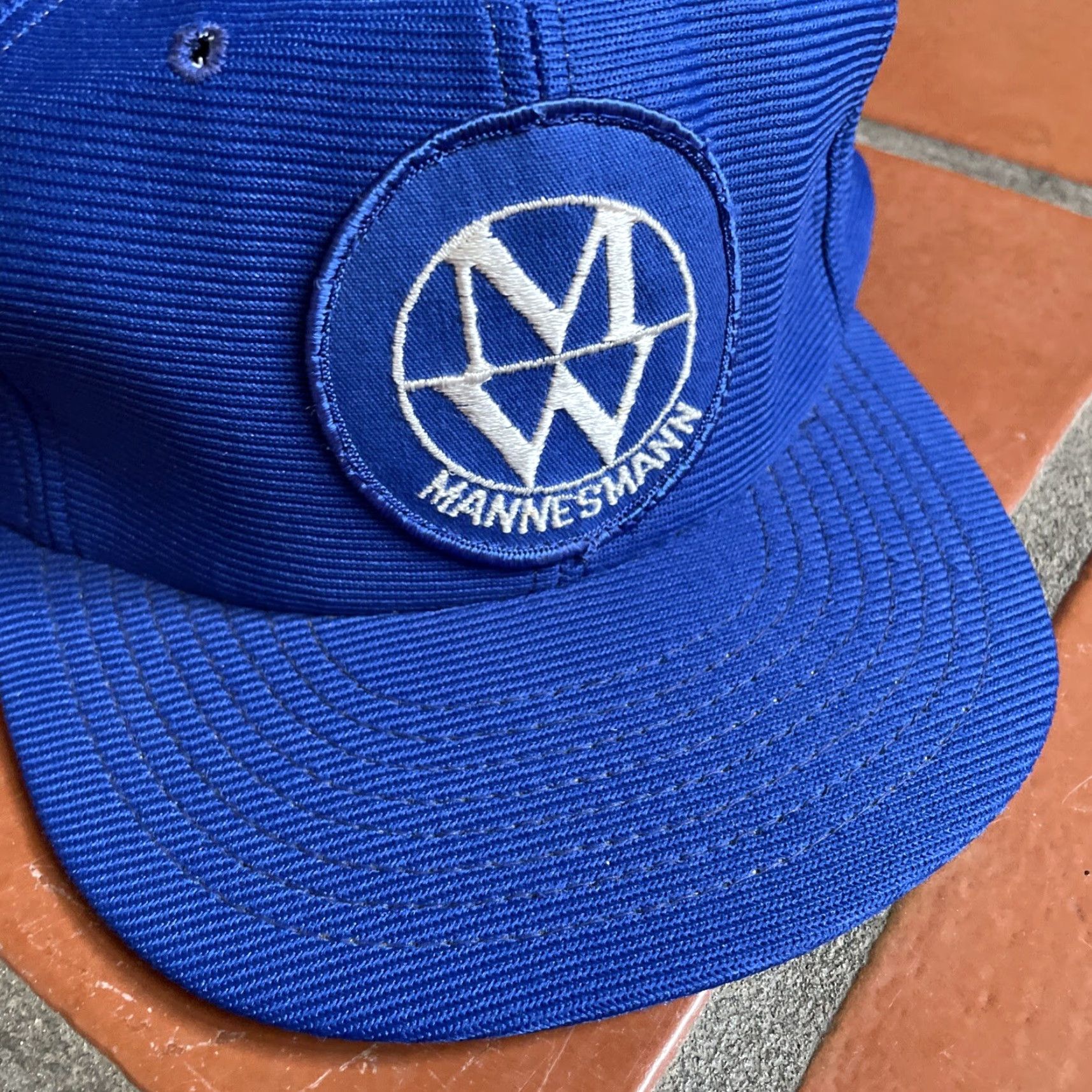 Vintage VINTAGE Funkap Blue Adjustable Snapback Hat Mens MANNESMANN German Conglomerate Truckera style Cap USA Made 1990s Blue Snapback Mens Size ONE SIZE - 7 Thumbnail