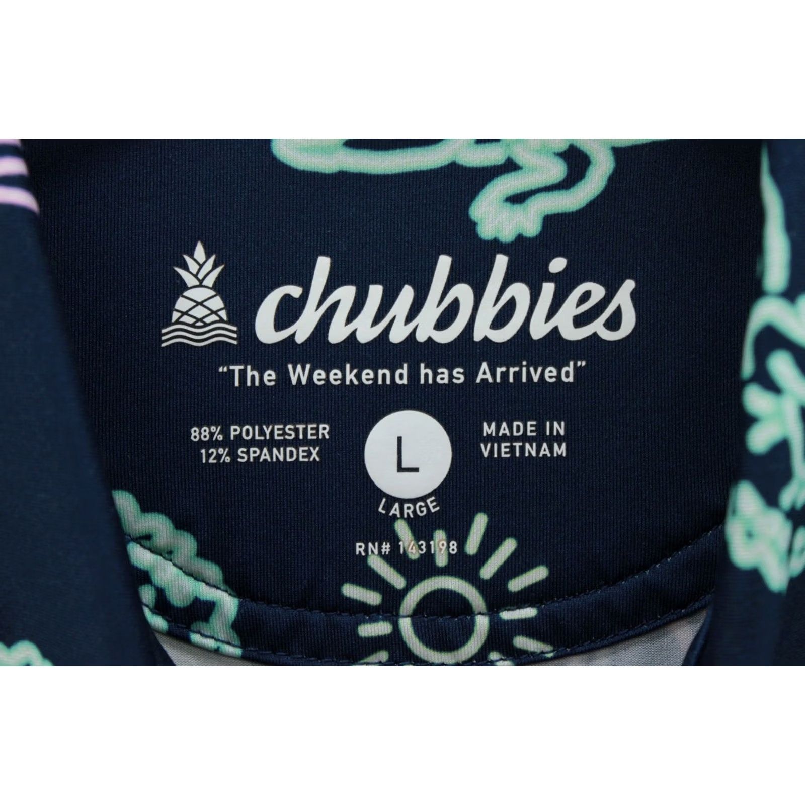 Chubbies Chubbies Polo Shirt Mens L Navy Alligator Palm Tree Sun Print Short Sleeve Shirt Polo Mens L Navy Palm Tree Alligator Print Size US L / EU 52-54 / 3 - 4 Thumbnail