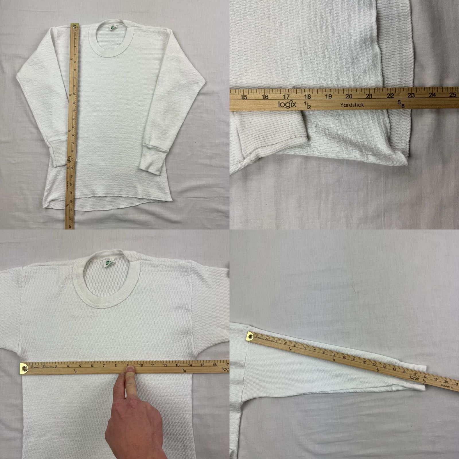 Hanes VINTAGE Hanes Thermal Knit T-Shirt Mens Small White 70s USA Crew Neck Long Sleeve Slim Size US S / EU 44-46 / 1 - 8 Thumbnail
