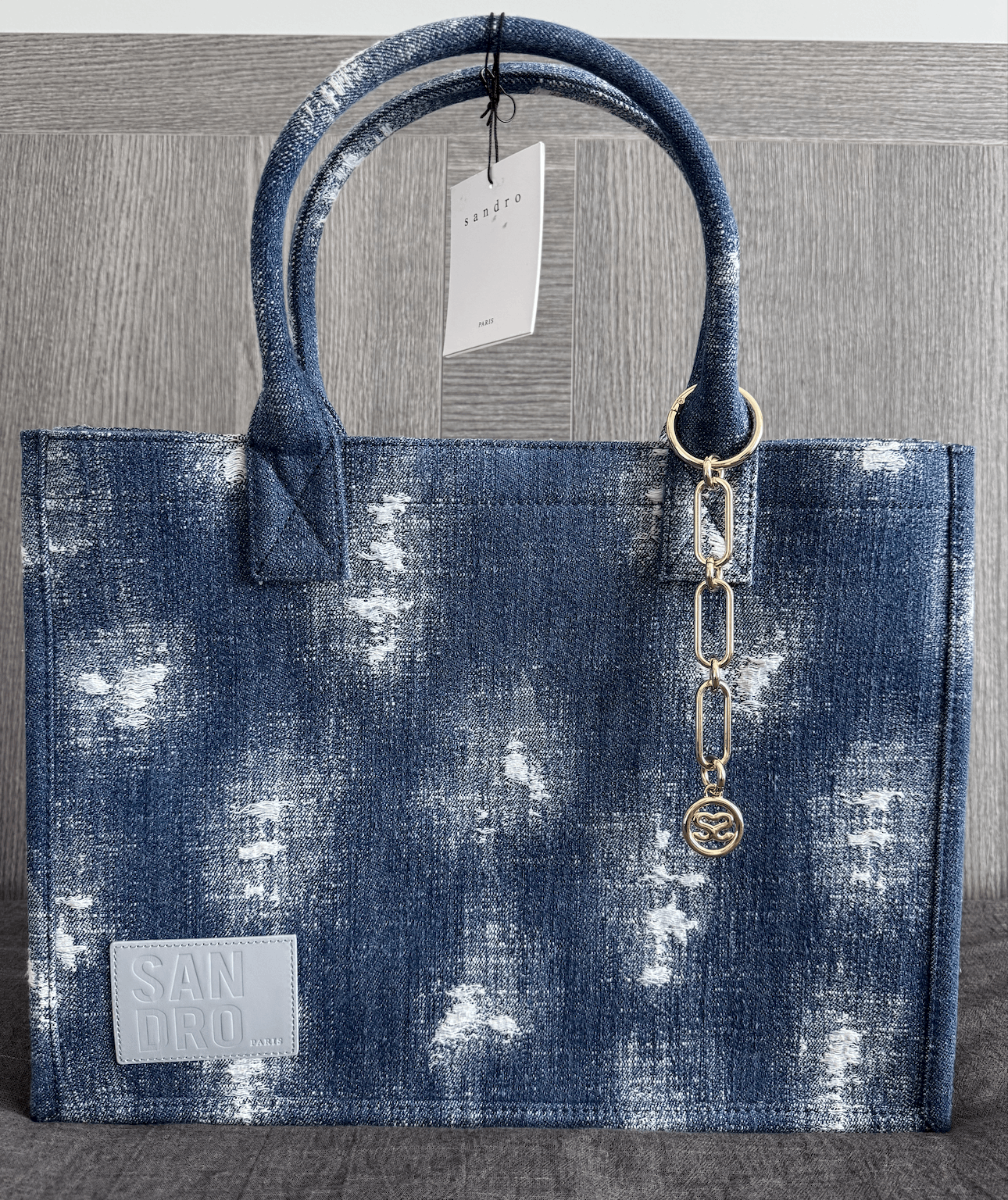 Sandro Kasbah Distressed Denim Tote