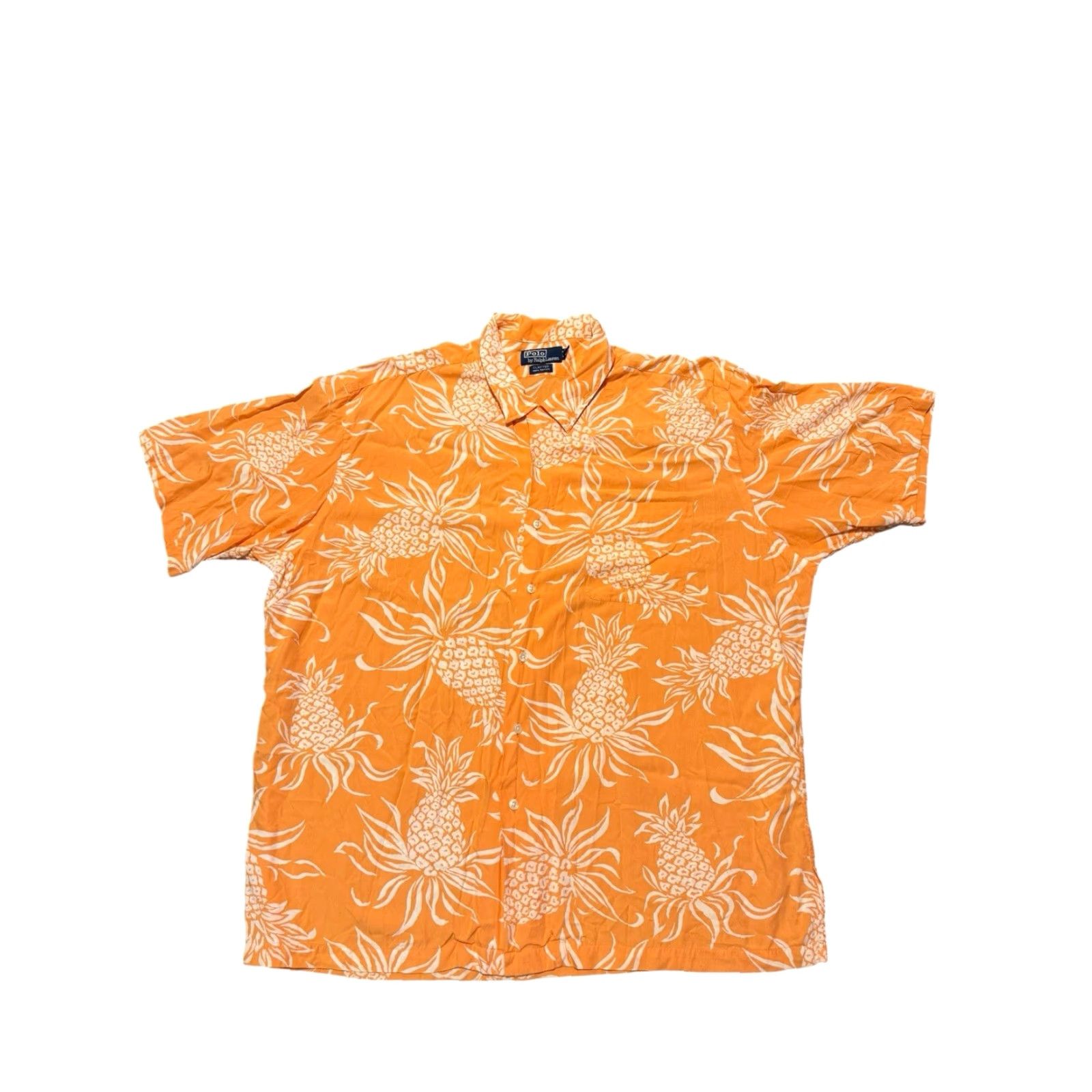 Ralph Lauren VINTAGE Ralph Lauren POLO Pineapple Pattern Loop Collar Hawaiian Aloha Shirt 2XL Orange/White Men Short Sleeve Shirt Size US XXL / EU 58 / 5 - 2 Thumbnail