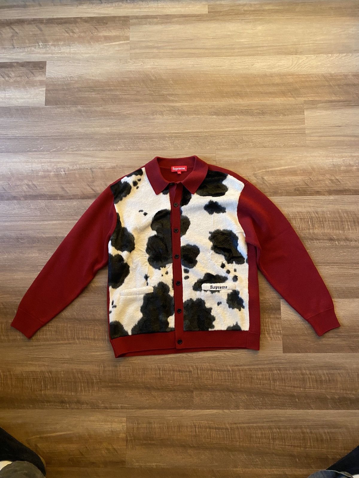 Supreme Cow Print Cardigan red M