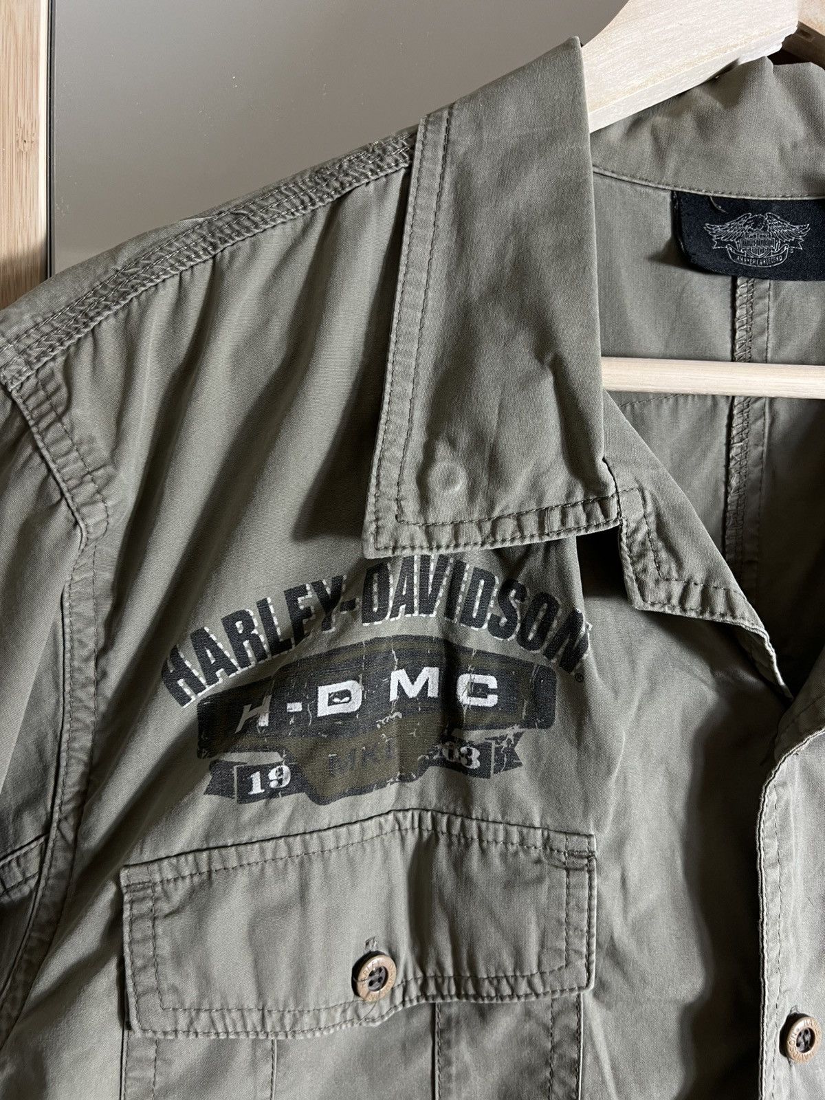 Harley Davidson Harley Davidson Mens Button Down Shirt Large Khaki Patch Size US L / EU 52-54 / 3 - 9 Thumbnail