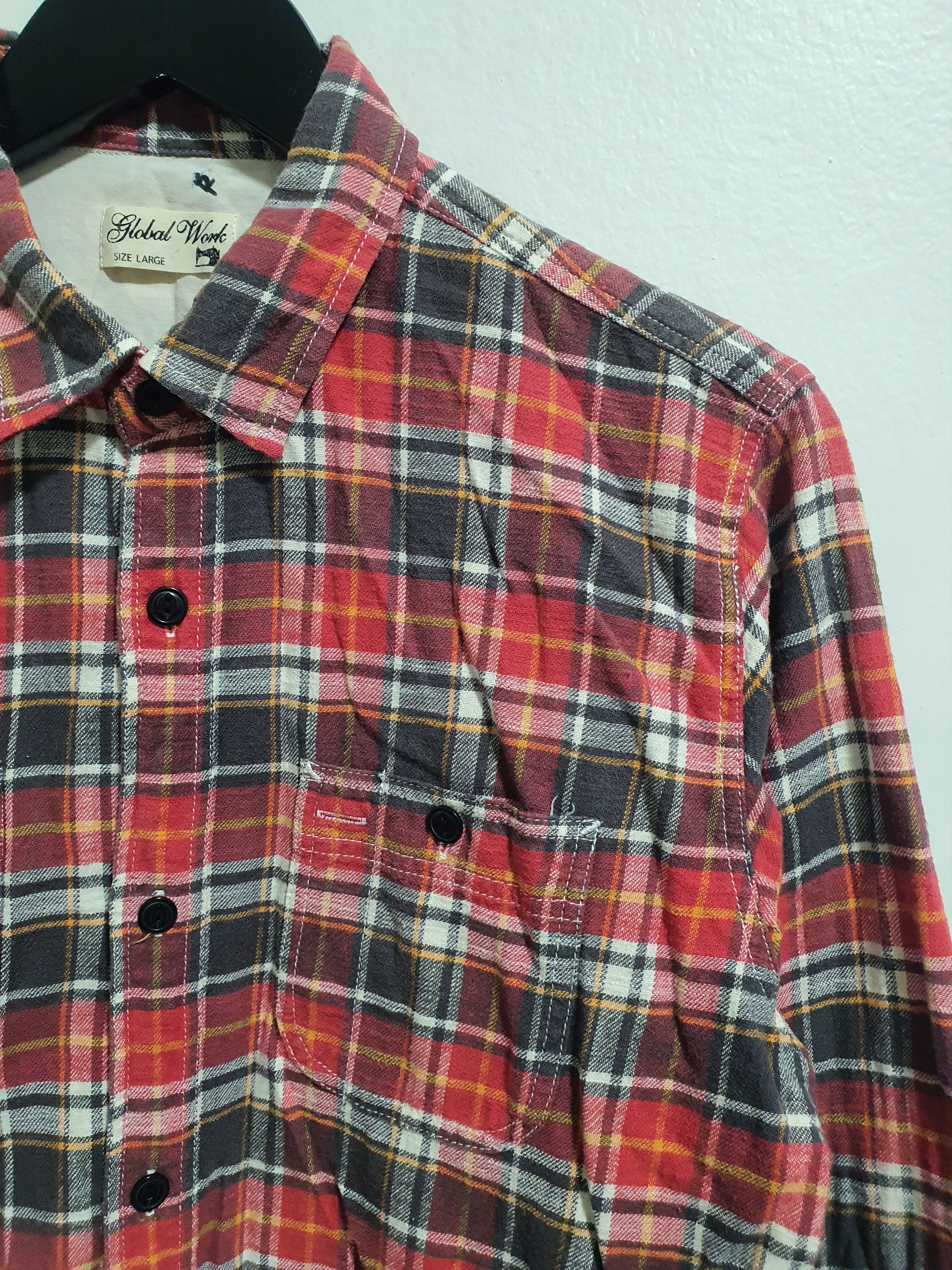 Global Work × Japanese Brand GLOBAL WORK 20/26.5 CHECKED RED WORK SHIRT Size US L / EU 52-54 / 3 - 1 Thumbnail