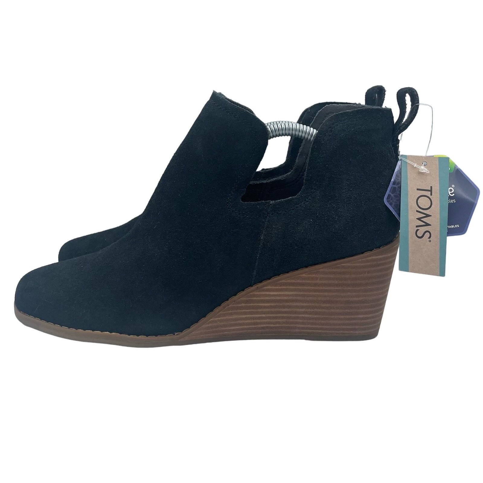Toms TOMS Kallie Black Suede Wedge Bootie Ankle Slip On Casual 11 Size US 11 / IT 41 - 1 Thumbnail
