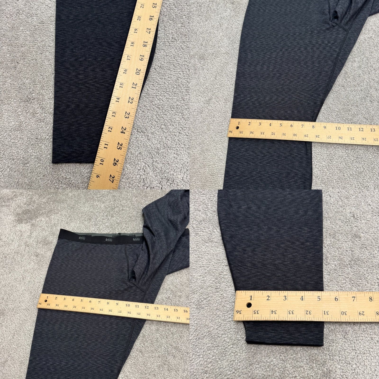 Vintage REI Co-Op Midweight Baselayer Thermal Leggings Womens XL Heathered Black Active Size 40" / US 18 - 8 Thumbnail