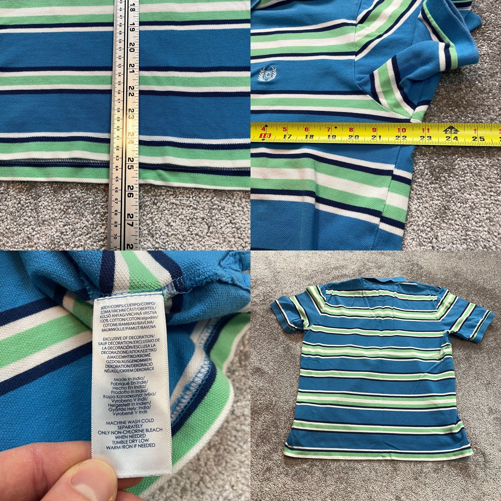 Chaps Chaps Polo Shirt Mens L Blue Green Striped Golf Logo Rugby Cotton Preppy Shirt Men Large Blue Size US L / EU 52-54 / 3 - 8 Thumbnail