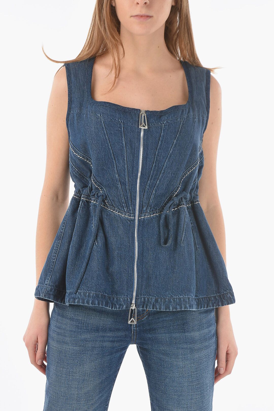 image of Bottega Veneta Og1Mm0124 Top In Blue, Women's (Size Small)