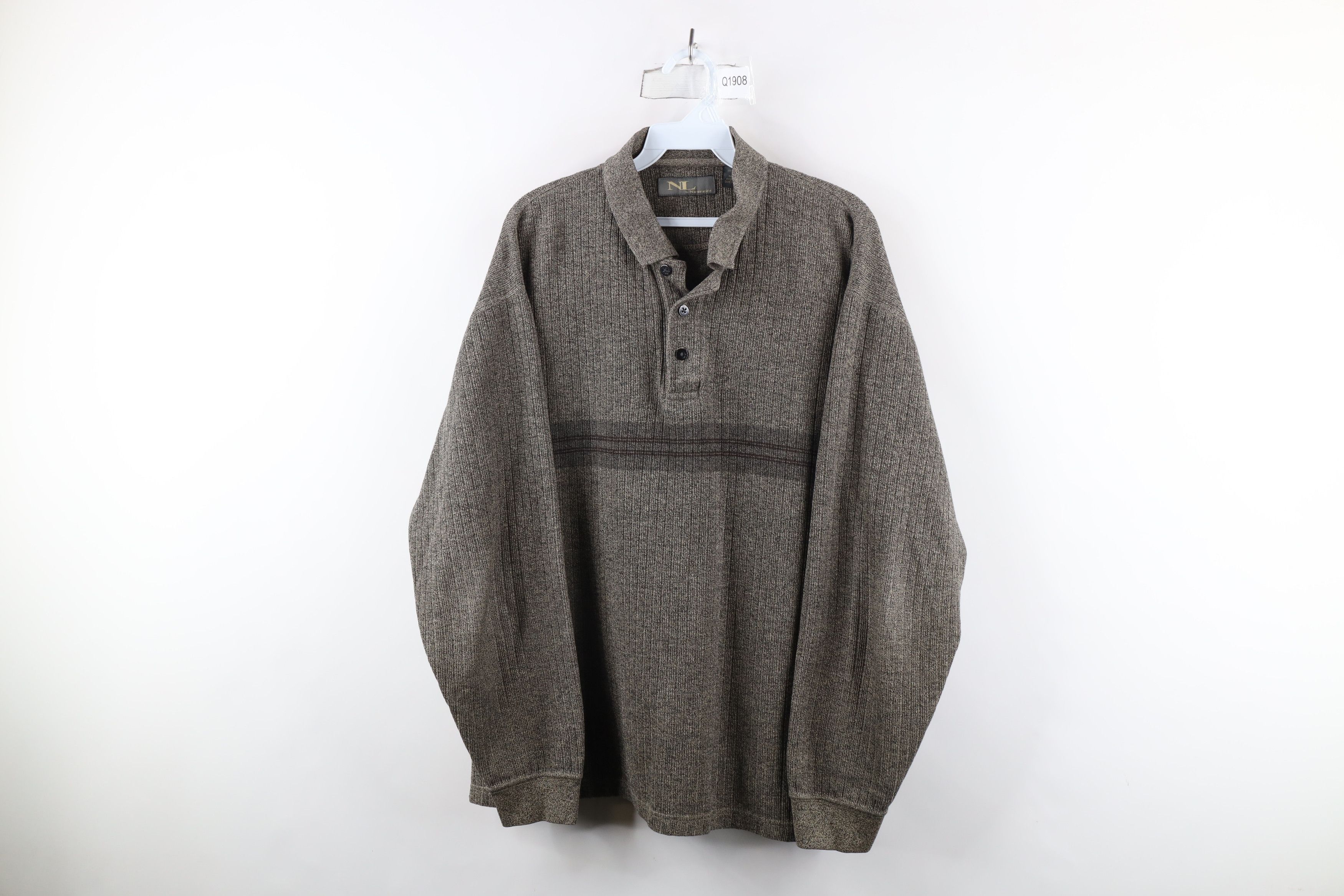 Vintage Vintage 90s Streetwear Knit Heavyweight Long Sleeve Polo Size US XL / EU 56 / 4 - 1 Thumbnail