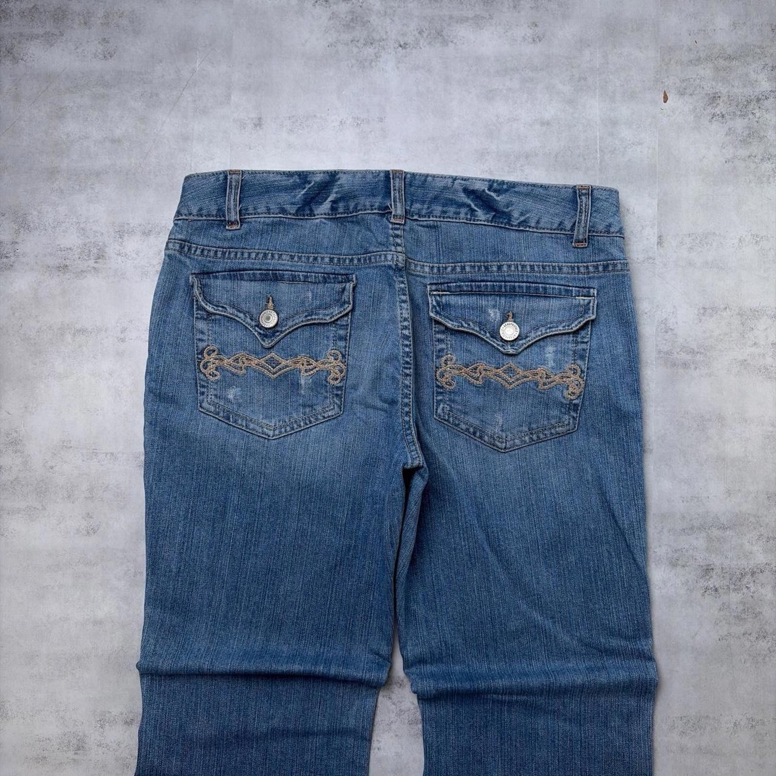 Aeropostale Y2K Blue Aeropostale Grunge Flared Embroidered Denim Jeans Size 34" / US 12 / IT 48 - 3 Thumbnail