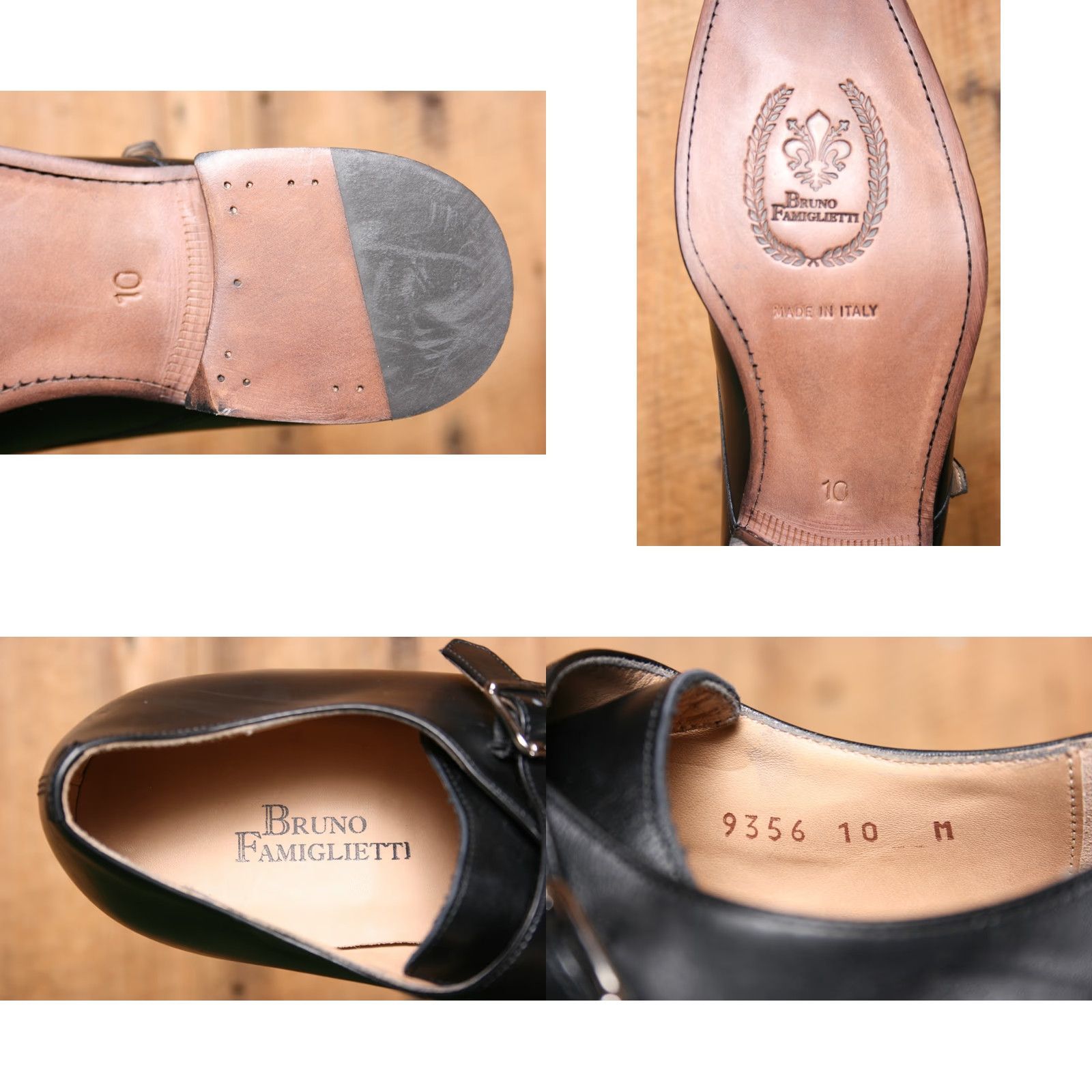 Vintage Bruno Famiglietti Black Leather Double Buckle Monk Strap Loafers UK 10 ≈ US 10.5 Mens Dress Monk Strap Shoes Size US 10 / EU 43 - 8 Thumbnail