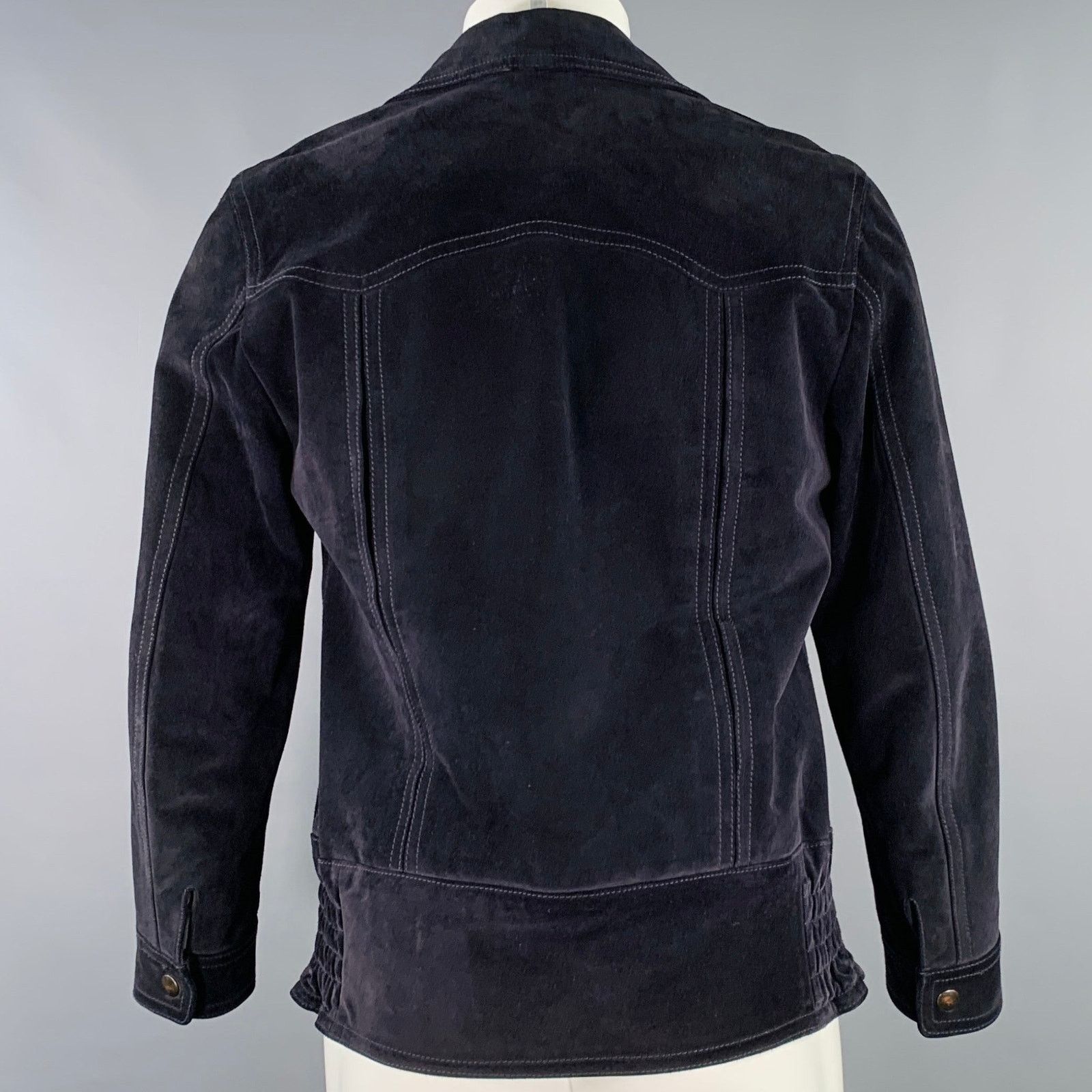 Dolce & Gabbana DOLCE & GABBANA Black Calfskin Suede Zip Up Work Jacket Size US M / EU 48-50 / 2 - 3 Thumbnail