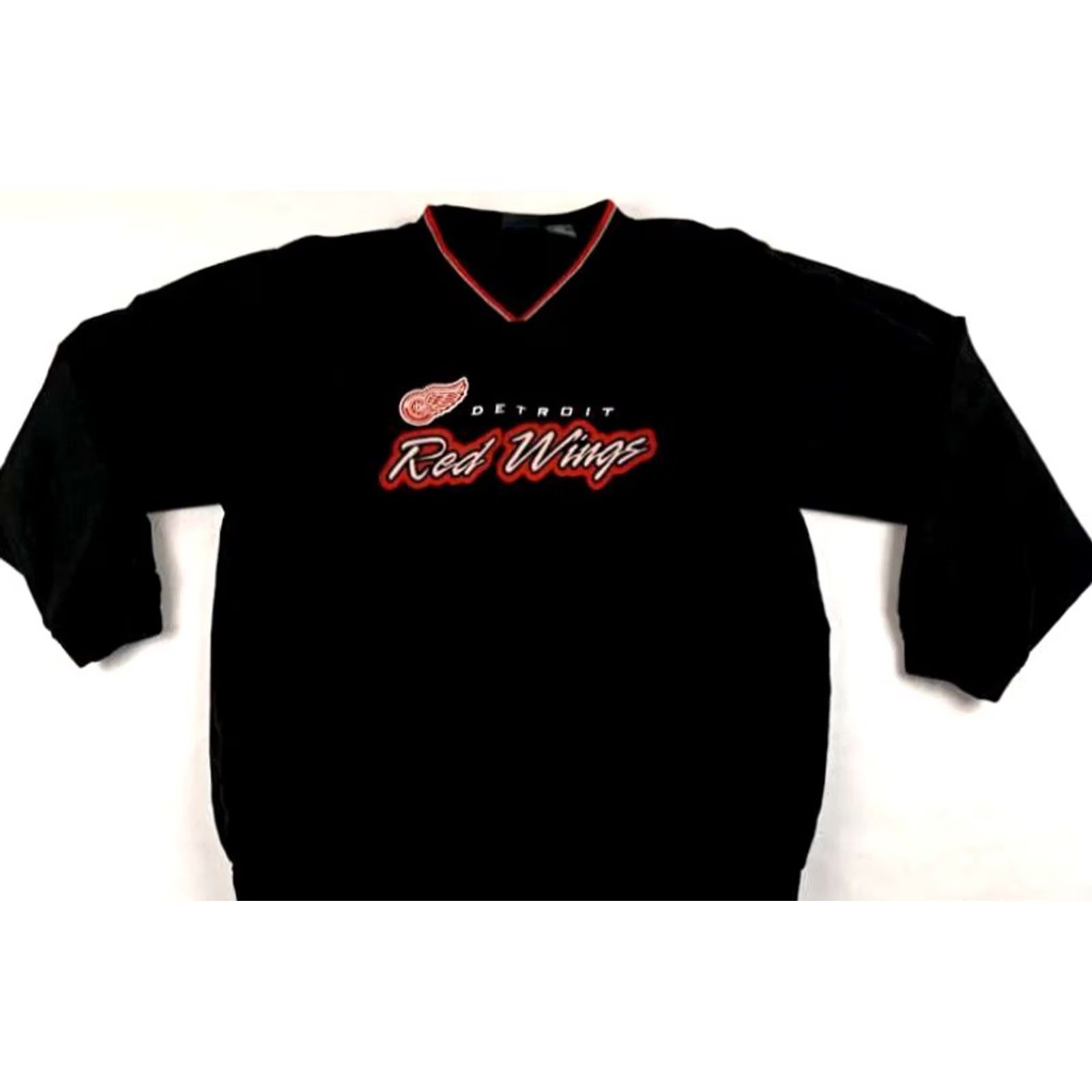 Vintage V-Neck Pullover Jacket Pro-Edge Detroit Red Wings Insulated Stitched Large Black Mens Size US L / EU 52-54 / 3 - 3 Thumbnail