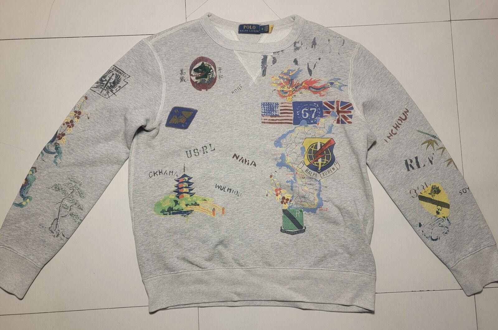Rare Polo Ralph Lauren Printed Sweatshirt MULTIMEDIA MEDIUM