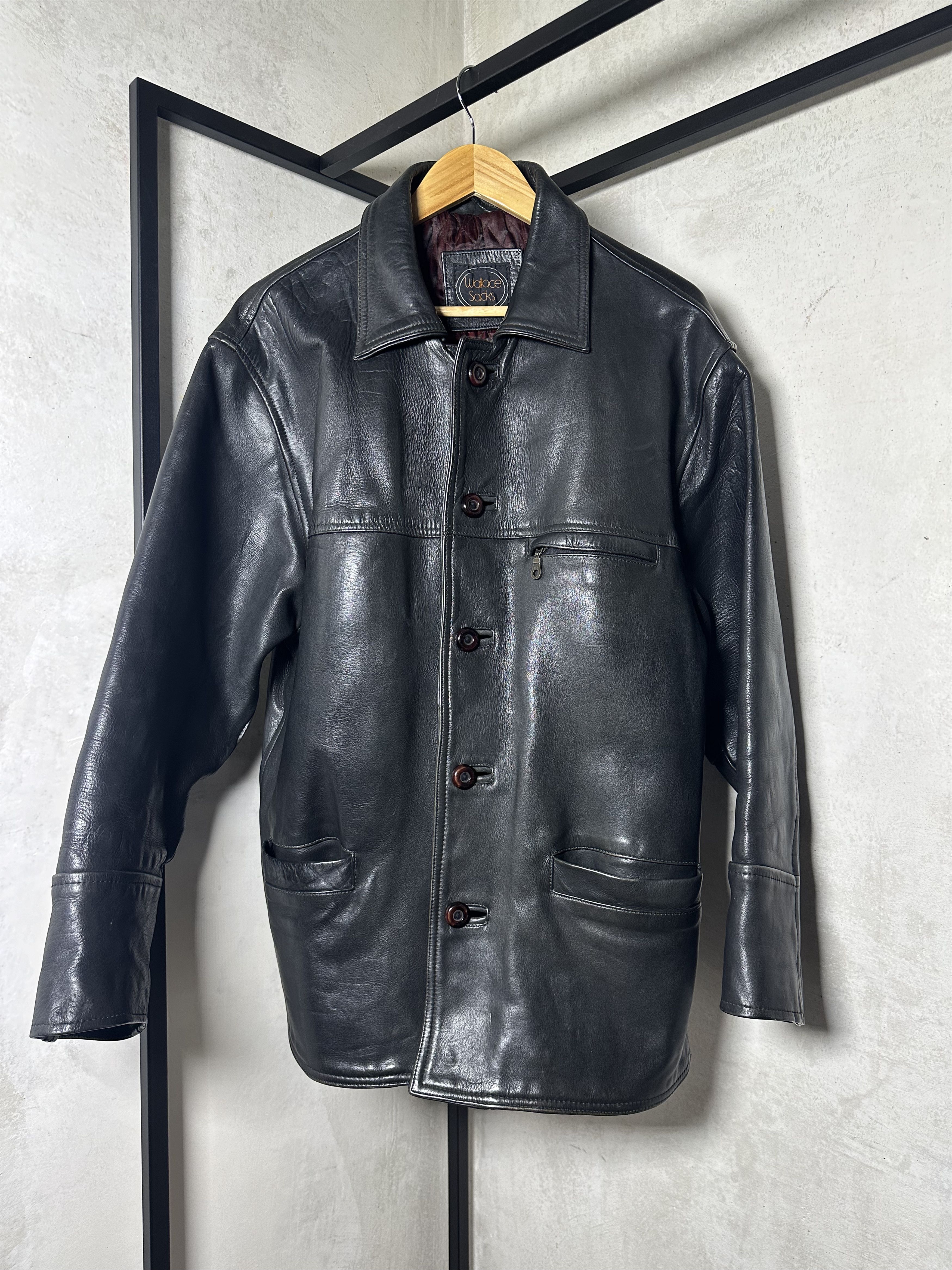 Wallace & Barnes Wallace Sacks Thick Leather Button Up Jacket Size US L / EU 52-54 / 3 - 2 Thumbnail