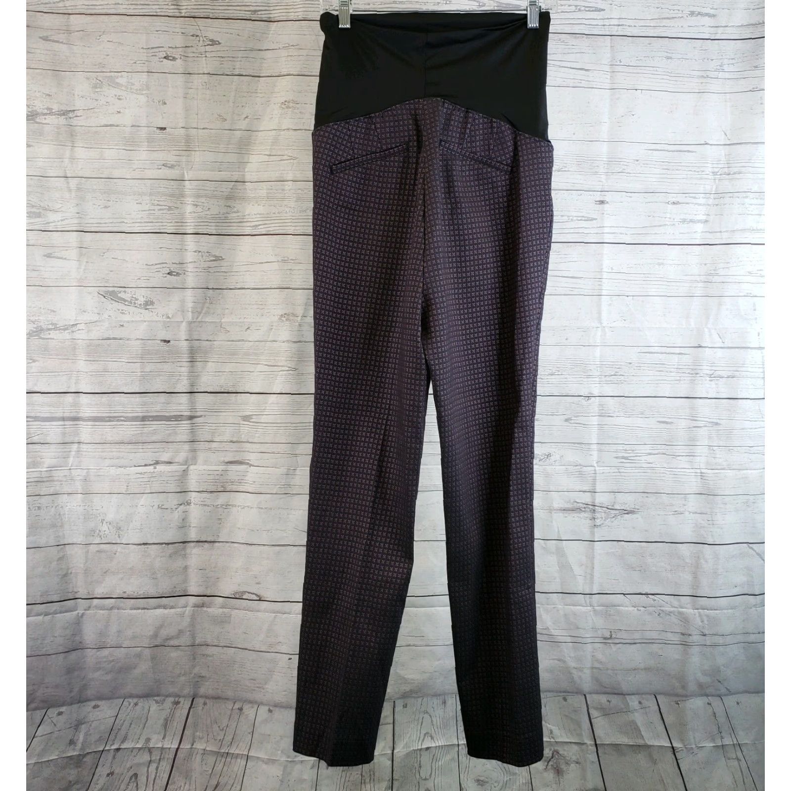 Loft Ann Taylor LOFT Womens Maternity Pants Sz 8 Purple Cotton Blend Size 30" / US 8 / IT 44 - 3 Thumbnail