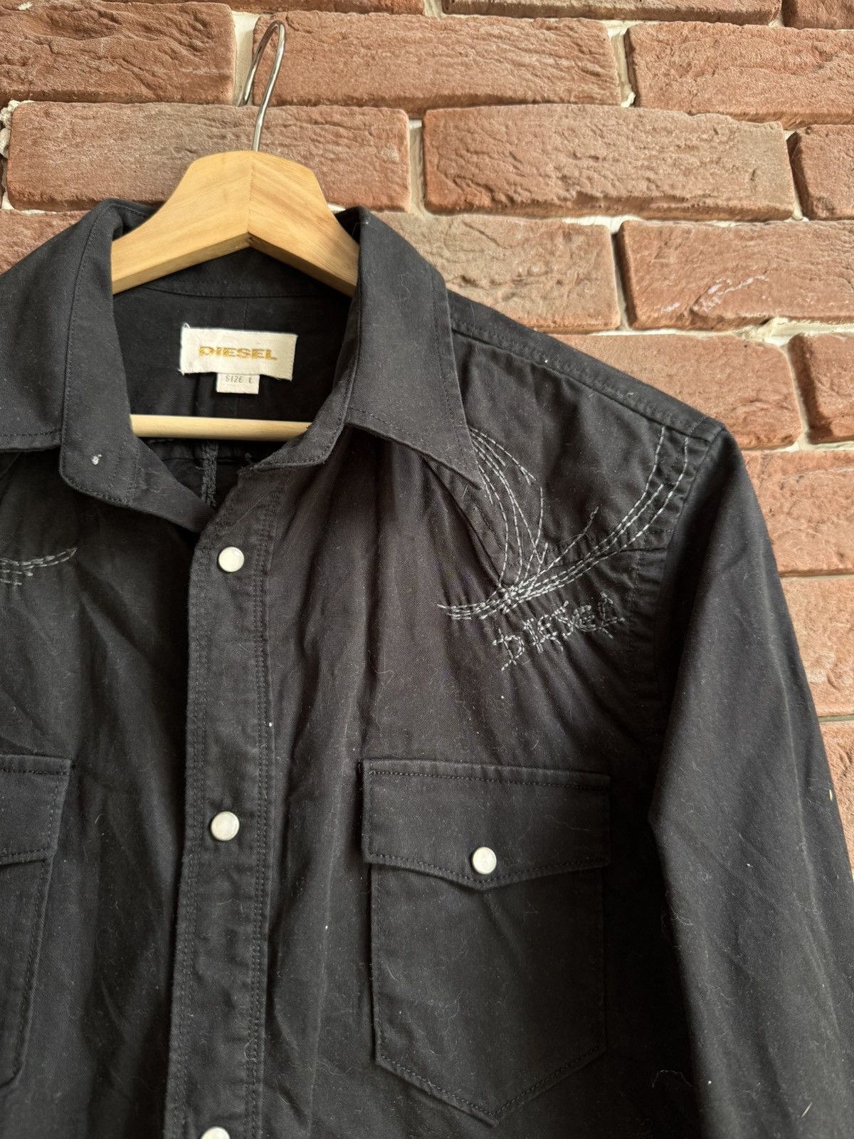Diesel Diesel Gold Button Up Western Shirt Skull Y2K Designer Size US L / EU 52-54 / 3 - 3 Thumbnail