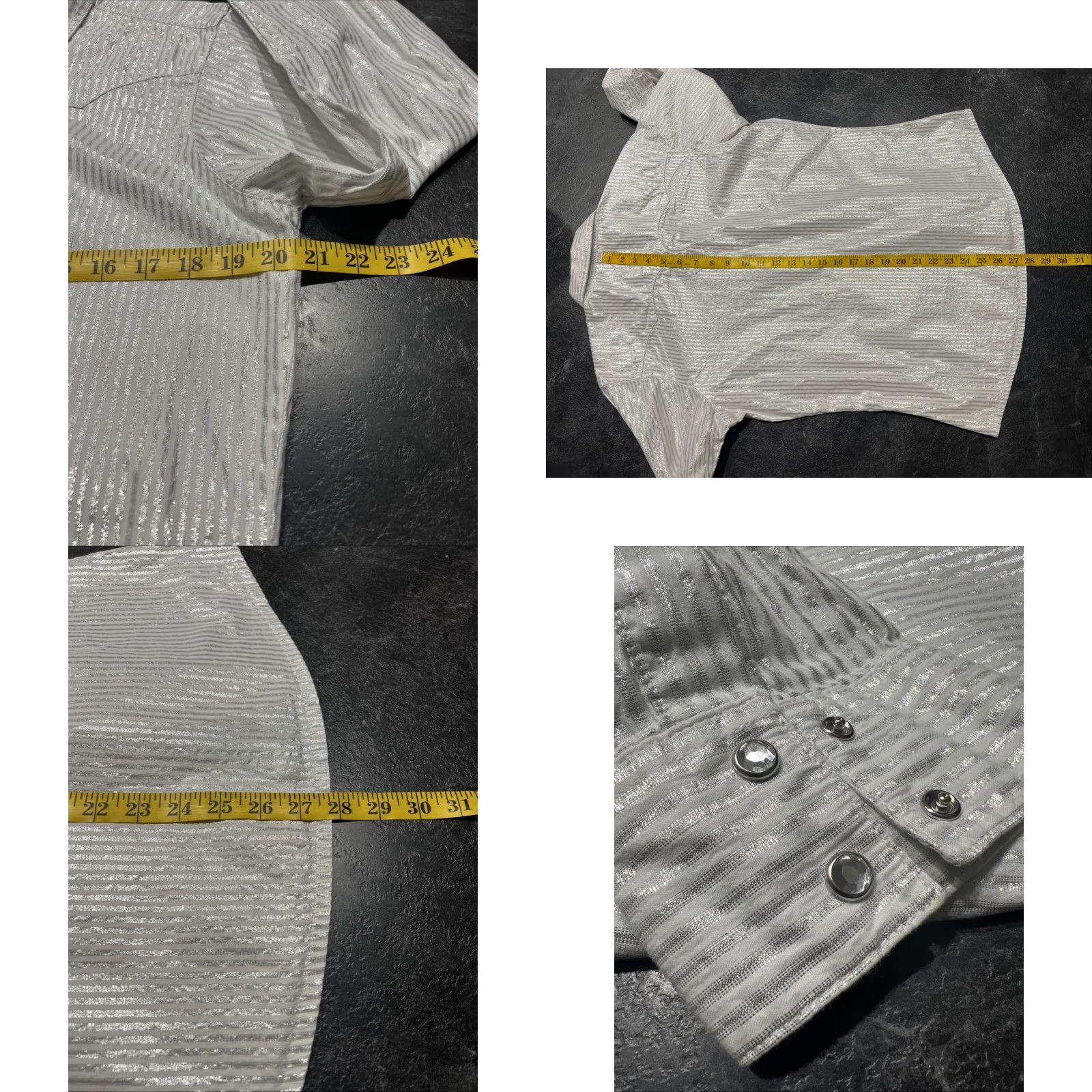Wrangler Wrangler Shirt Button Up Long Sleeve White L Womens Metallic Striped Dress Up Large Size L / US 10 / IT 46 - 8 Thumbnail