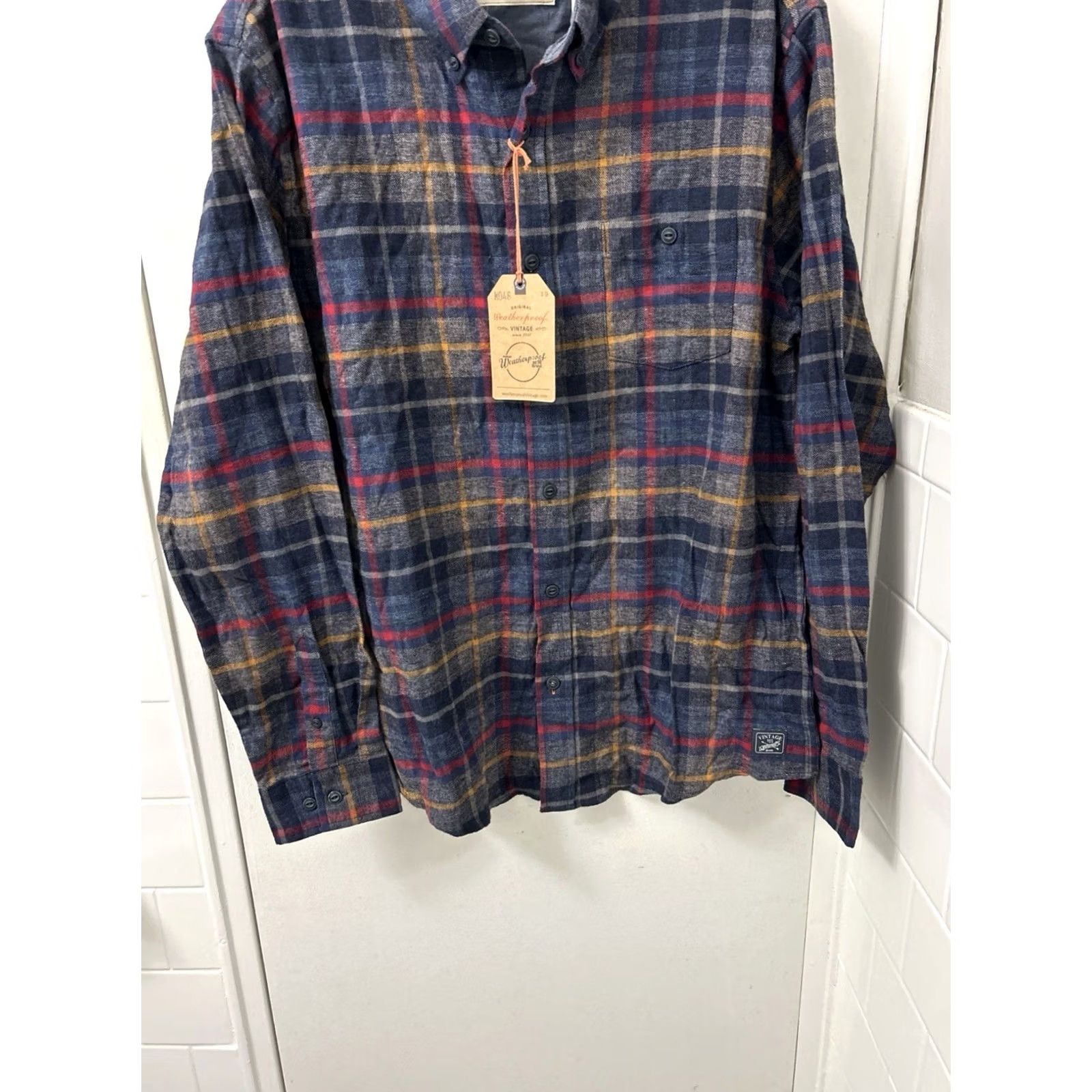 Weatherproof Weatherproof Vintage Button-Down Shirt Mens L Mood Indigo Blue Plaid NWT Size US L / EU 52-54 / 3 - 3 Thumbnail