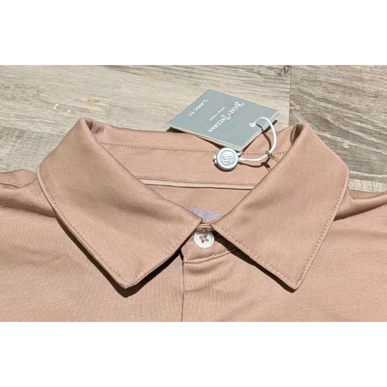 Vintage NWT Hickey Freeman New York Classic Fit Taupe Dress Shirt Small Preppy MSRP 9 Size 36R - 2 Thumbnail