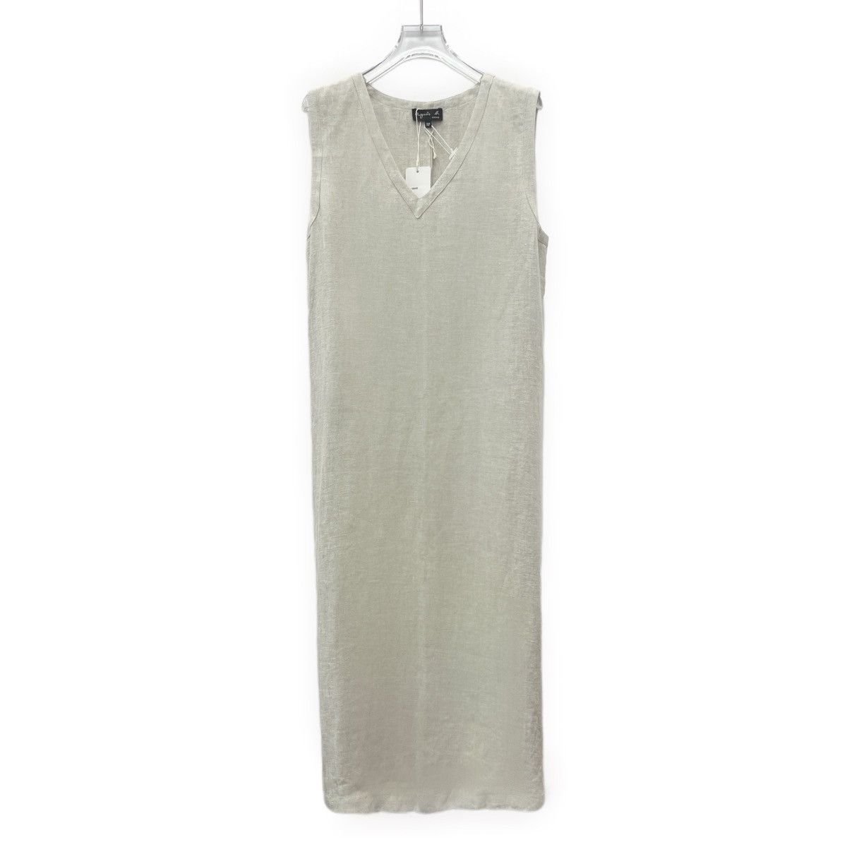 agnes b. Agnes.b Beige Grey Linen V-neck Sleeveless Dress K26WX Size XS / US 0-2 / IT 36-38 - 1 Thumbnail