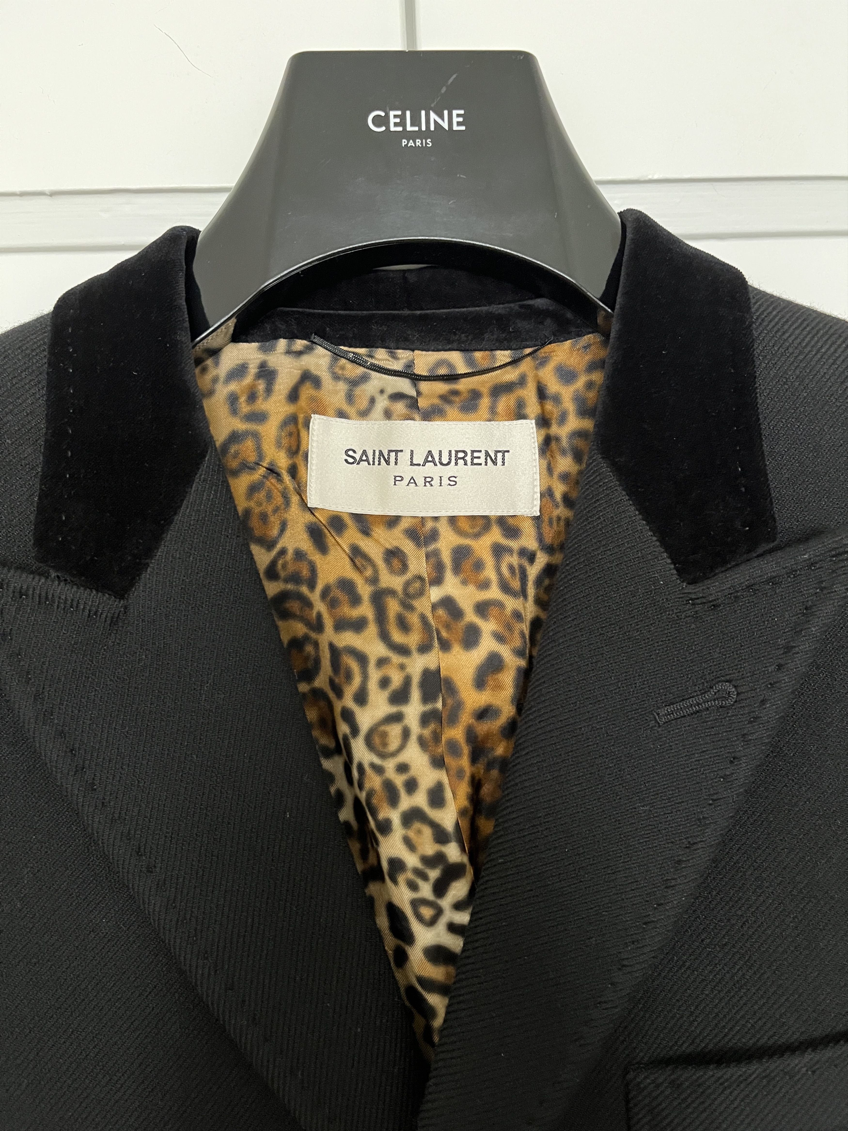 Hedi Slimane × Saint Laurent Paris SLP FW16 VELVET COLLAR COAT with Leopard Lining Size US S / EU 44-46 / 1 - 2 Thumbnail