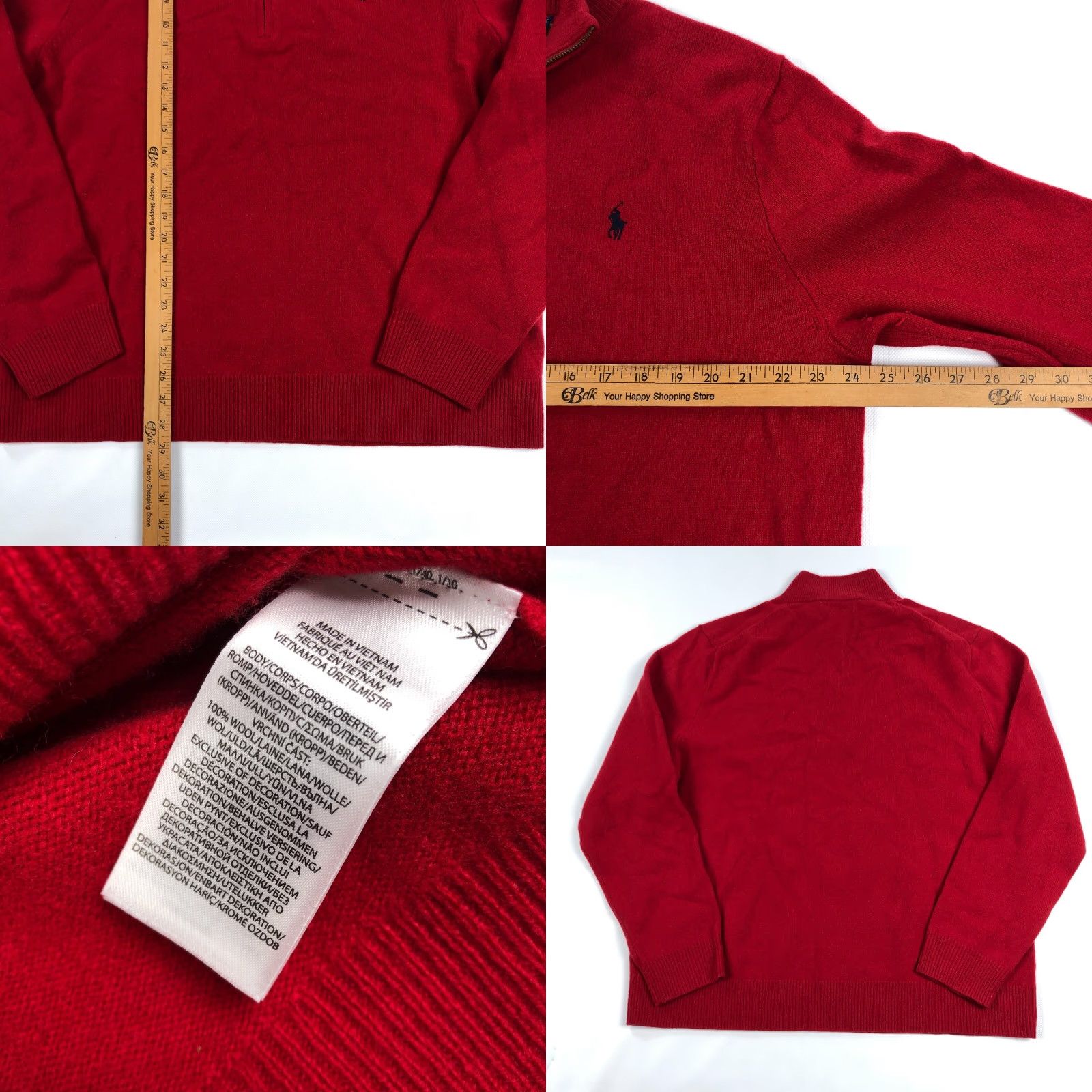 Polo Ralph Lauren Polo Ralph Lauren Wool Sweater Mens 2XL Red Quarter Zip Pullover Size US XXL / EU 58 / 5 - 8 Thumbnail