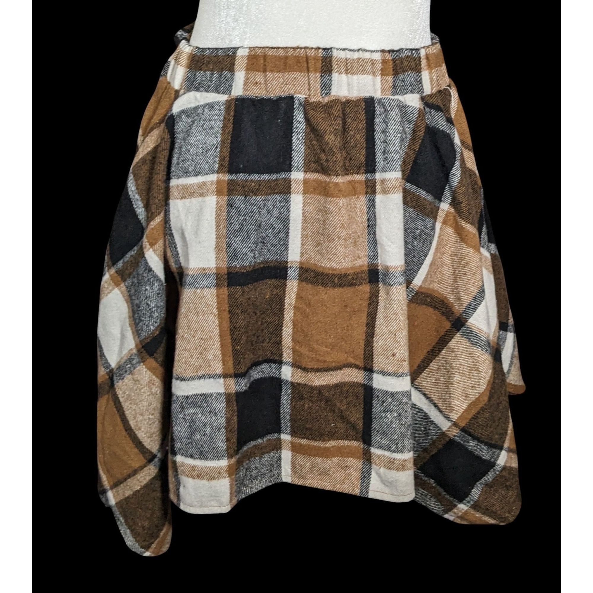 Shein Shien 90s Style Grunge Brown Plaid Asymmetrical Skirt With T Size 26" / US 2 / IT 38 - 2 Thumbnail