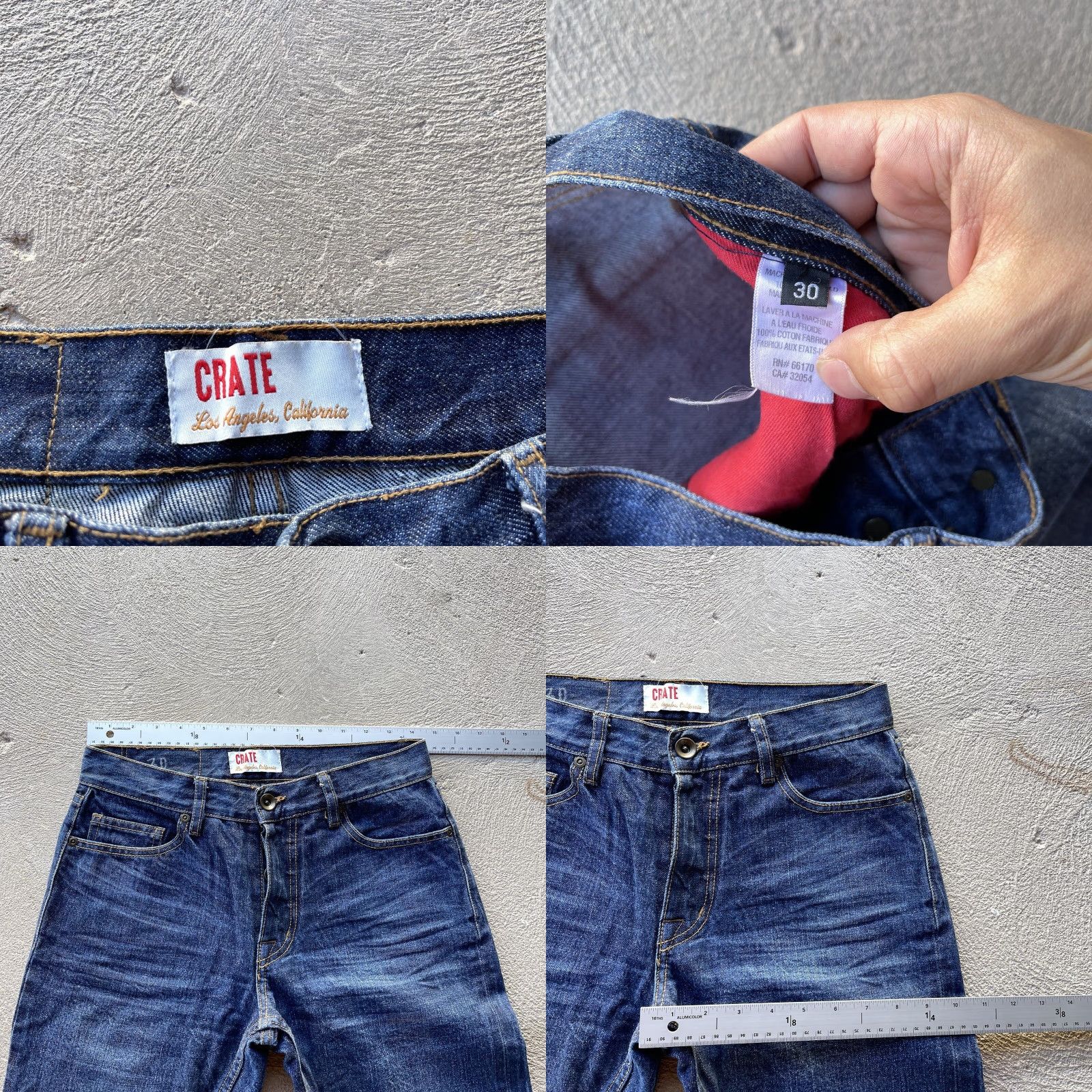 Denime Crate Jeans Slim Straight Denim Pants Men 28x32 Blue Selvedge Medium Cotton 28 Waist 32 Inseam Mens Jeans Size US 28 / EU 44 - 8 Thumbnail