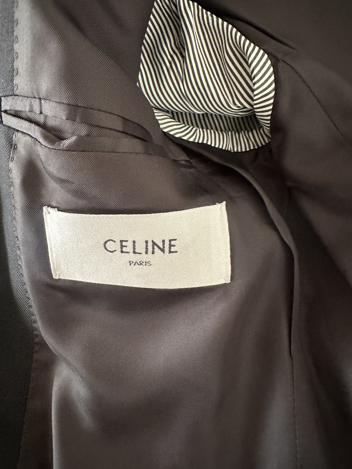 Celine × Hedi Slimane SS20 Tuxedo Jacket Double Breasted Black Wool Gabardine Size 44R - 9 Thumbnail