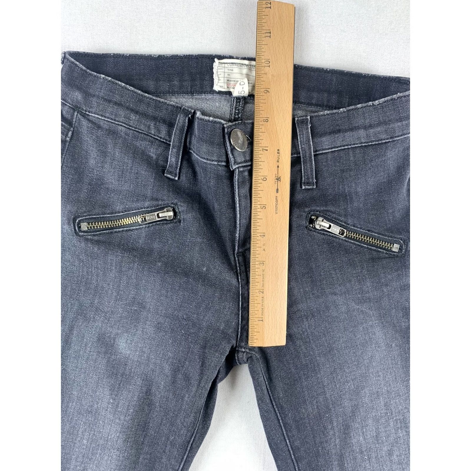 Vintage CURRENT ELLIOTT Jeans Womens 25 Stiletto Soho Caliber Destroy Gray Skinny Denim Regular Fit Button Zip Pockets Belt Loops Size 42" / US 20 - 4 Thumbnail
