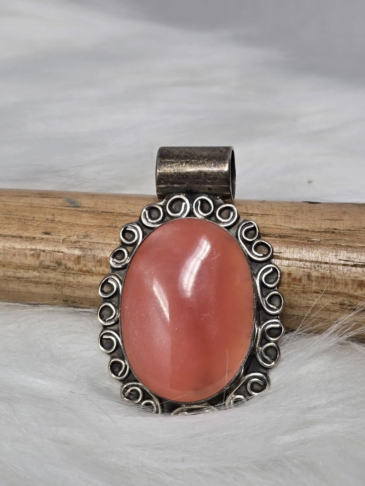 Other Vintage Taxco Sterling Silver Pendant Coral Cabochon Large Size ONE SIZE - 9 Thumbnail