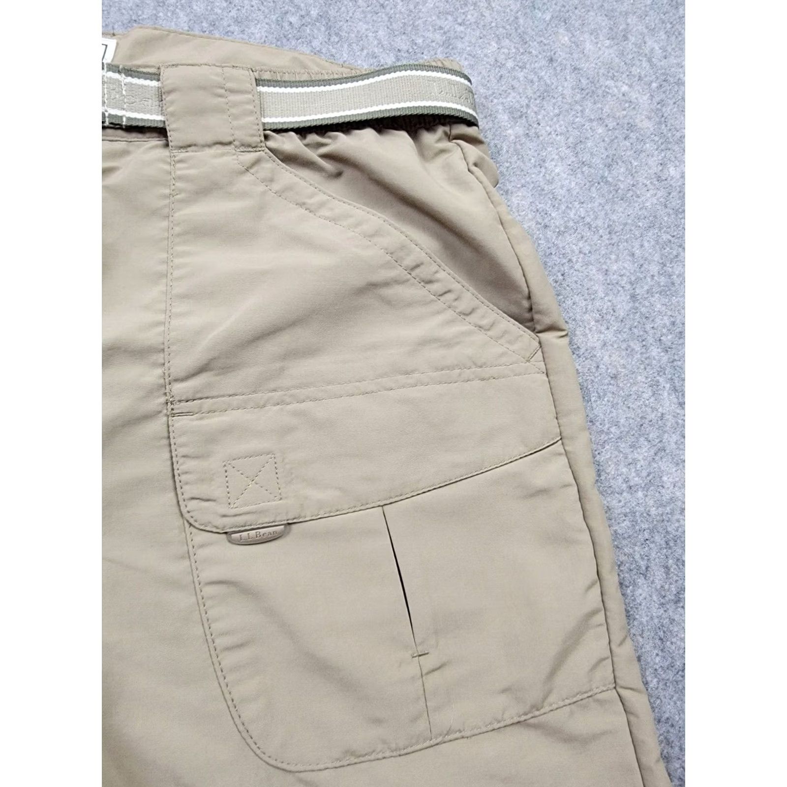 Vintage LL Bean Pants Mens Large Brown Nylon Cargo Belted Outdoor Hiking Camping Fishing Shirt Pants (Cargo) Men Regular Brown Size US 33 - 3 Thumbnail