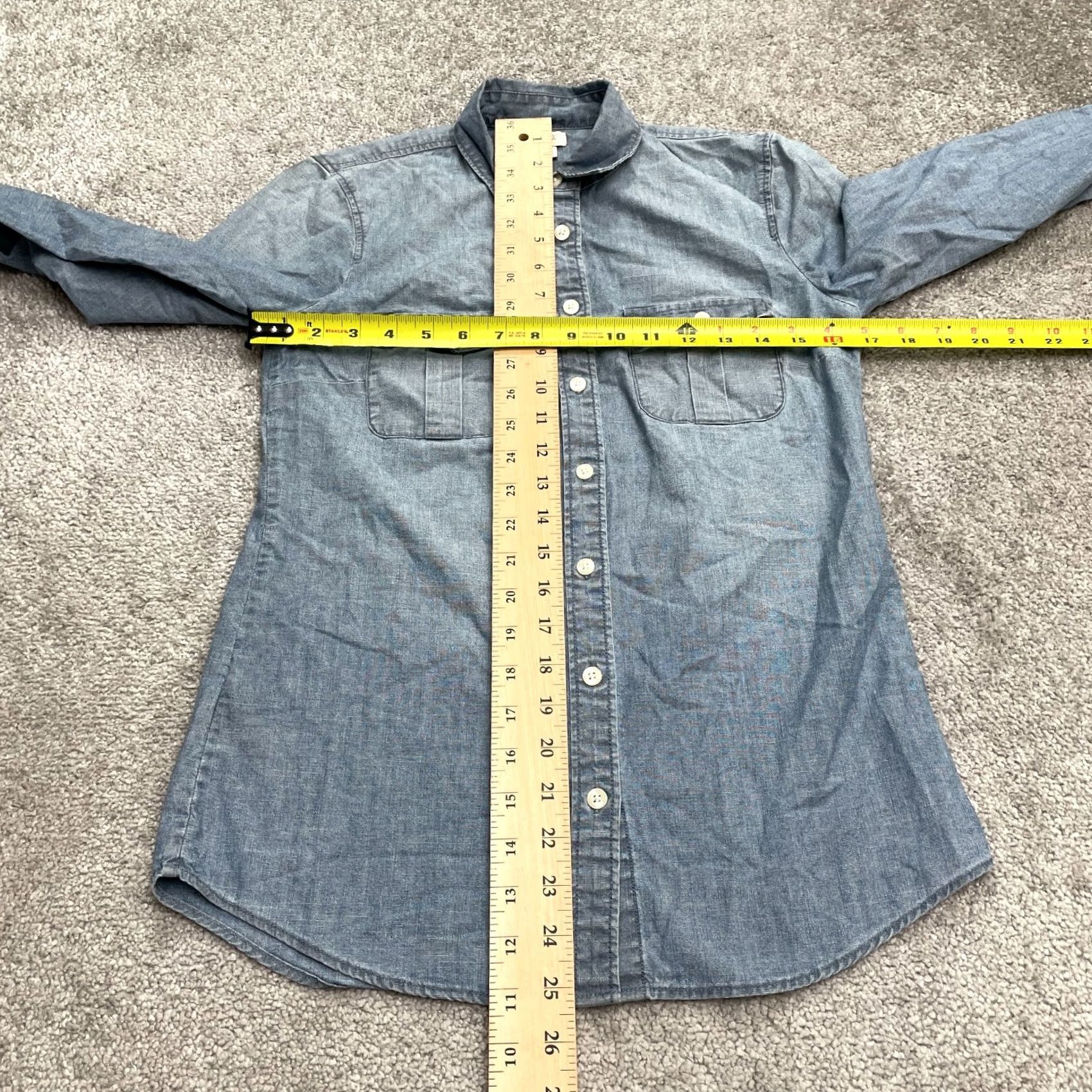 J.Crew J.CREW Button-Up Chambray Shirt Women XXS Blue Pocket Casual Size XXS / US 00 / IT 34 - 6 Thumbnail