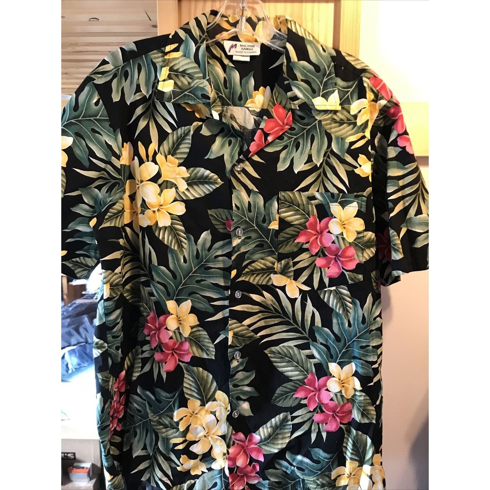 Other Malihini VTG Men L Black Floral Button Cotton Hawaiian Shirt Size US L / EU 52-54 / 3 - 6 Thumbnail
