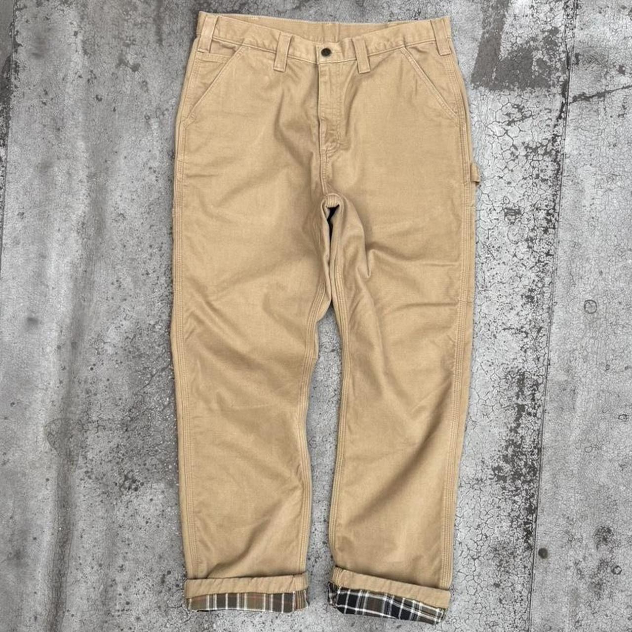 Carhartt Carhartt Khaki Flannel Lined Fit Carpenter Work Pants Size US 34 / EU 50 - 2 Thumbnail