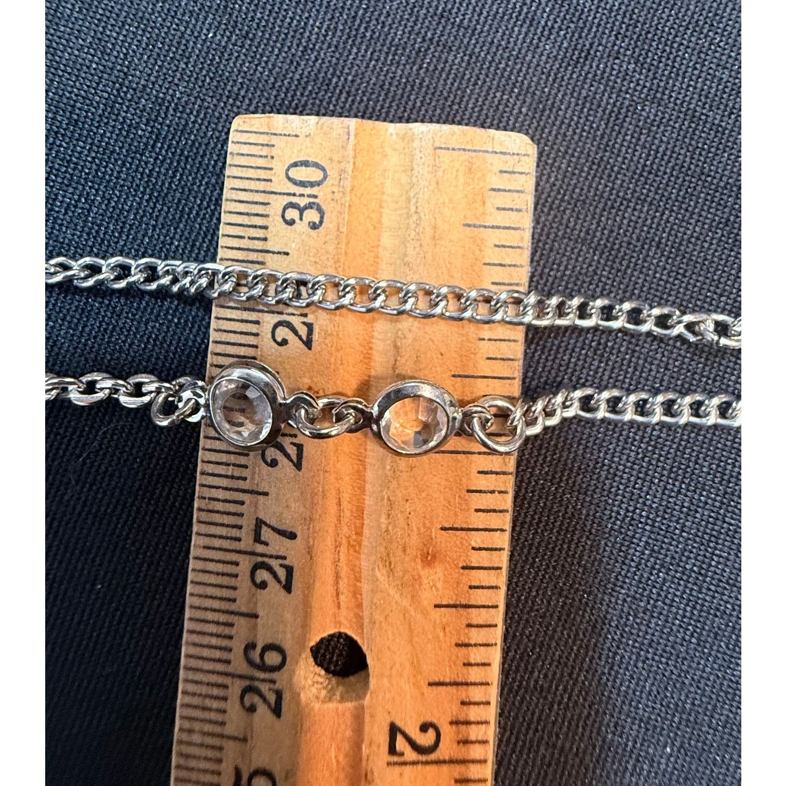 Other Vintage Silver Tone Necklace Faceted Faux Crystal 28” Size ONE SIZE - 5 Thumbnail