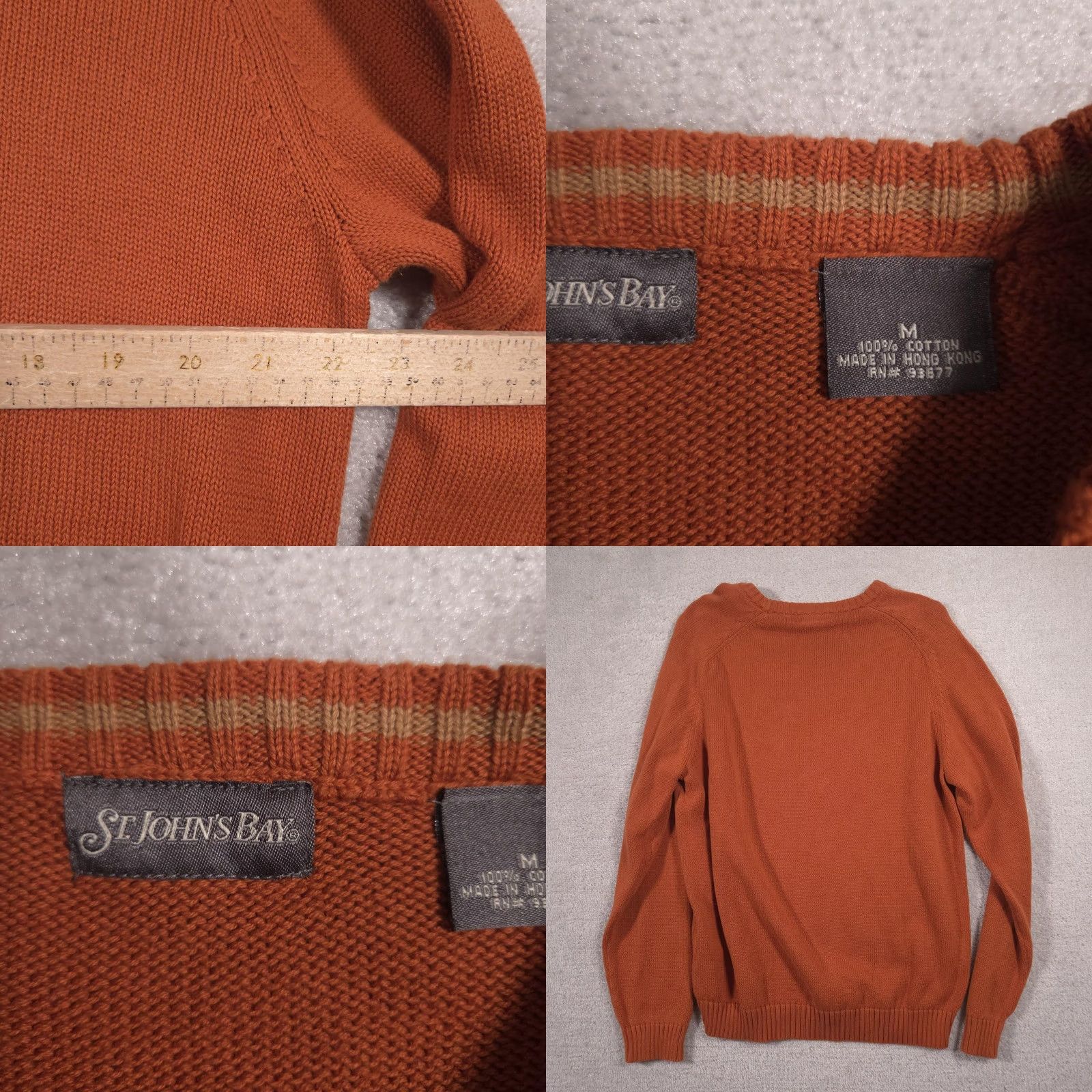 Vintage St. John's Bay Sweater Mens M Orange Cotton Knit Crewneck Pullover Raglan Knit Style Casual Fall Mens Size US M / EU 48-50 / 2 - 8 Thumbnail